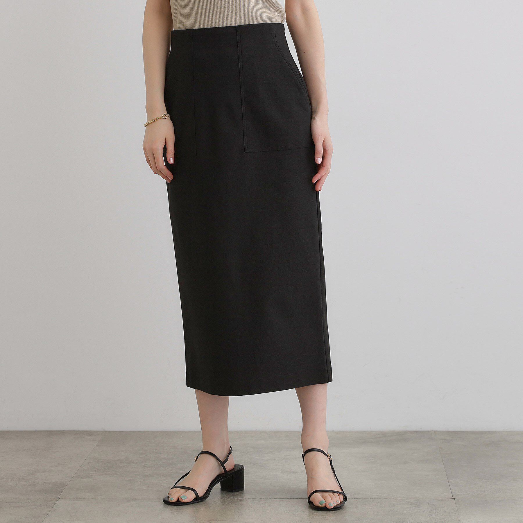 grove「楽ちんときれいを両立 ハイパーナロースカート」|スカート|ブラック(019)