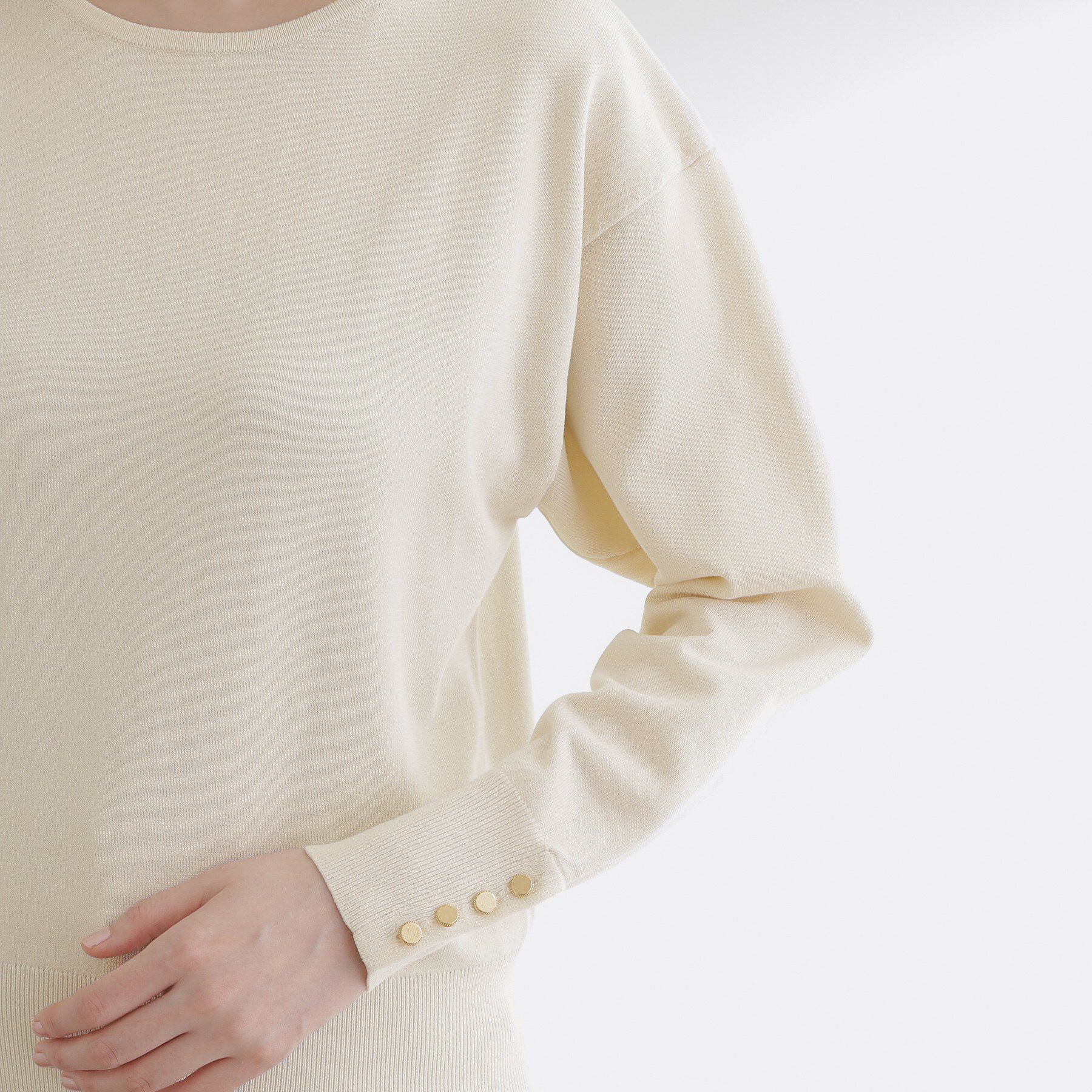 grove「ON/OFF毎日使える！袖口ボタンドロップショルダーニット」|ニット・セーター|