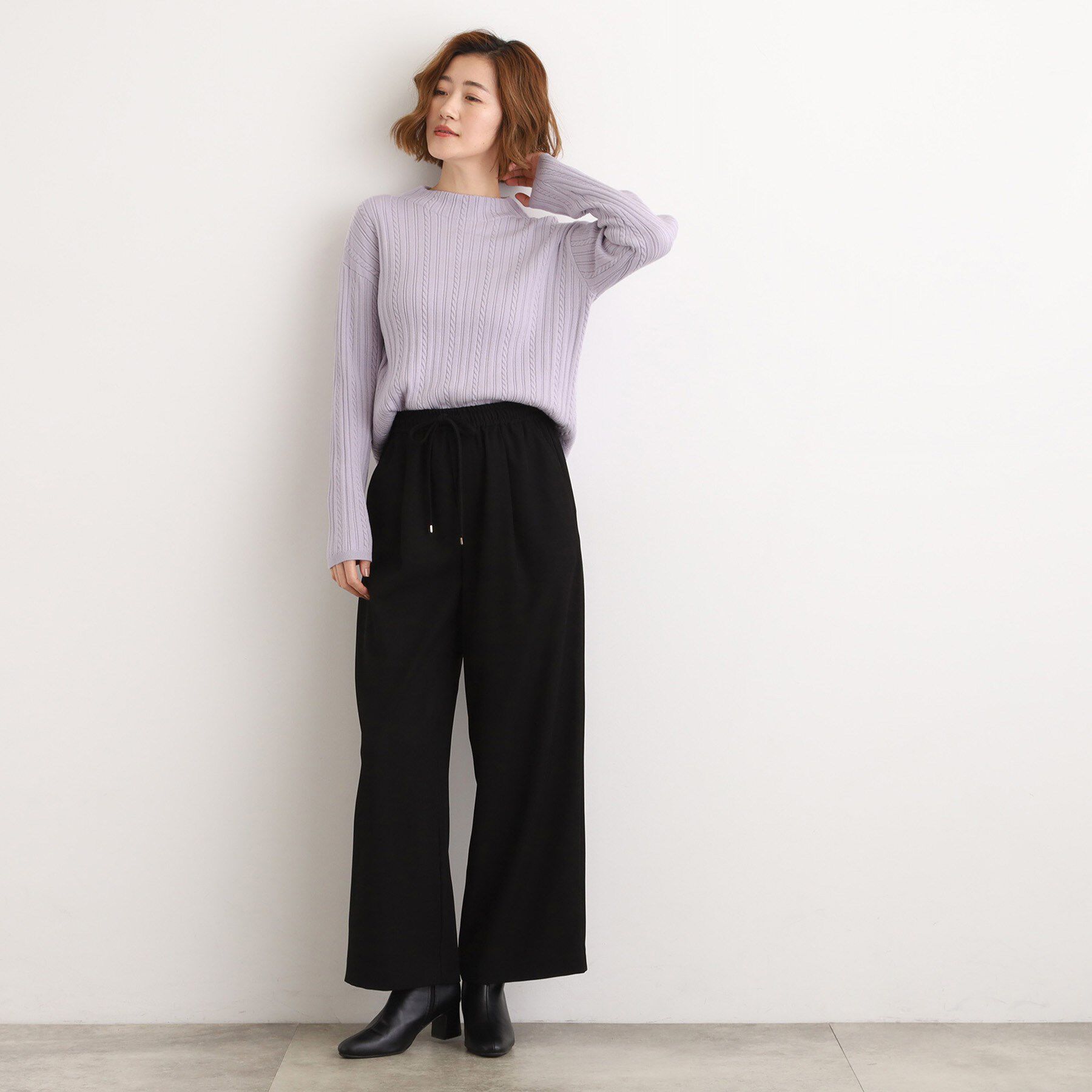 grove「【毛玉軽減／洗える】クロップドミニケーブルニット」|ニット・セーター|