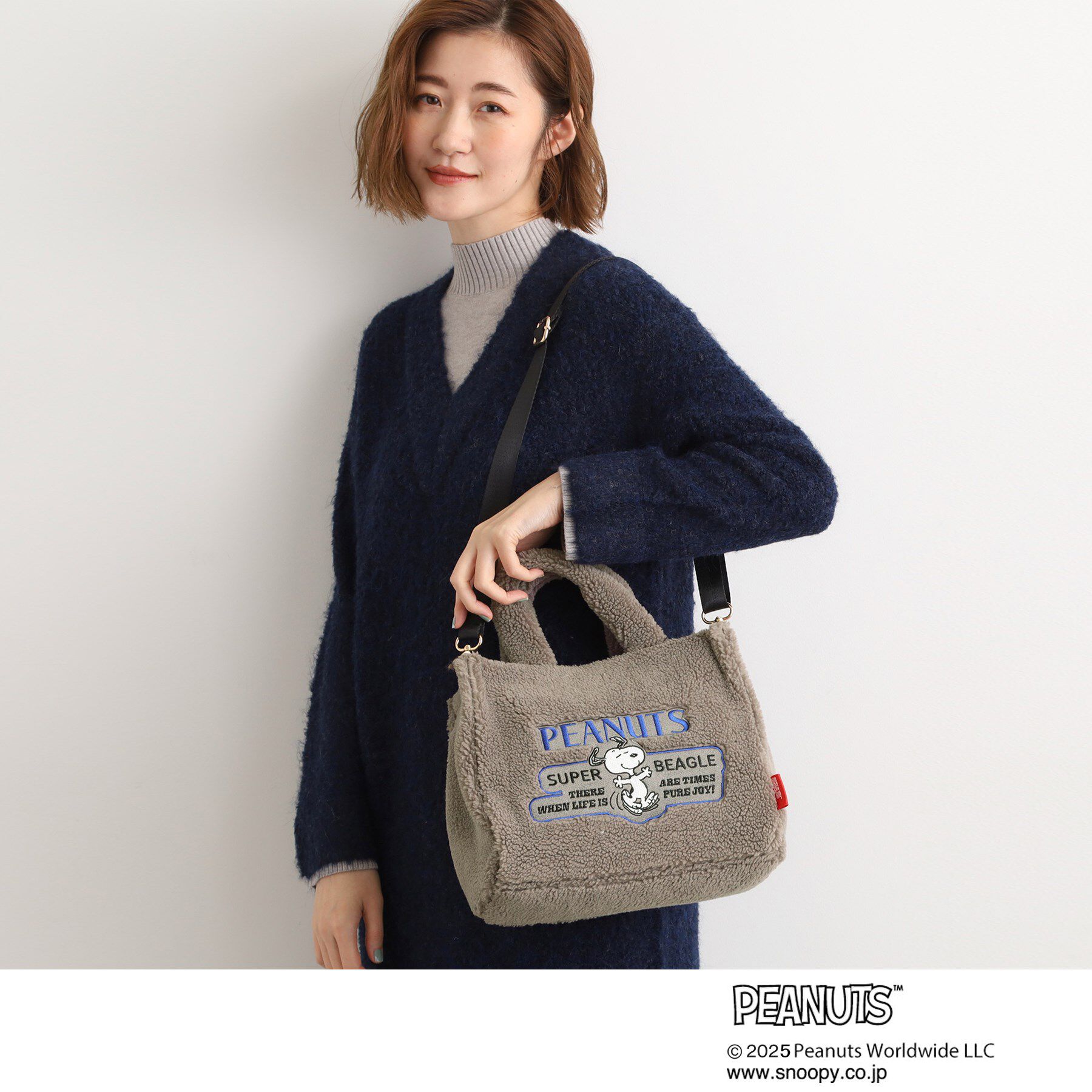 grove「【PEANUTS】ボアスクエア2WAYトート」|トートバッグ|