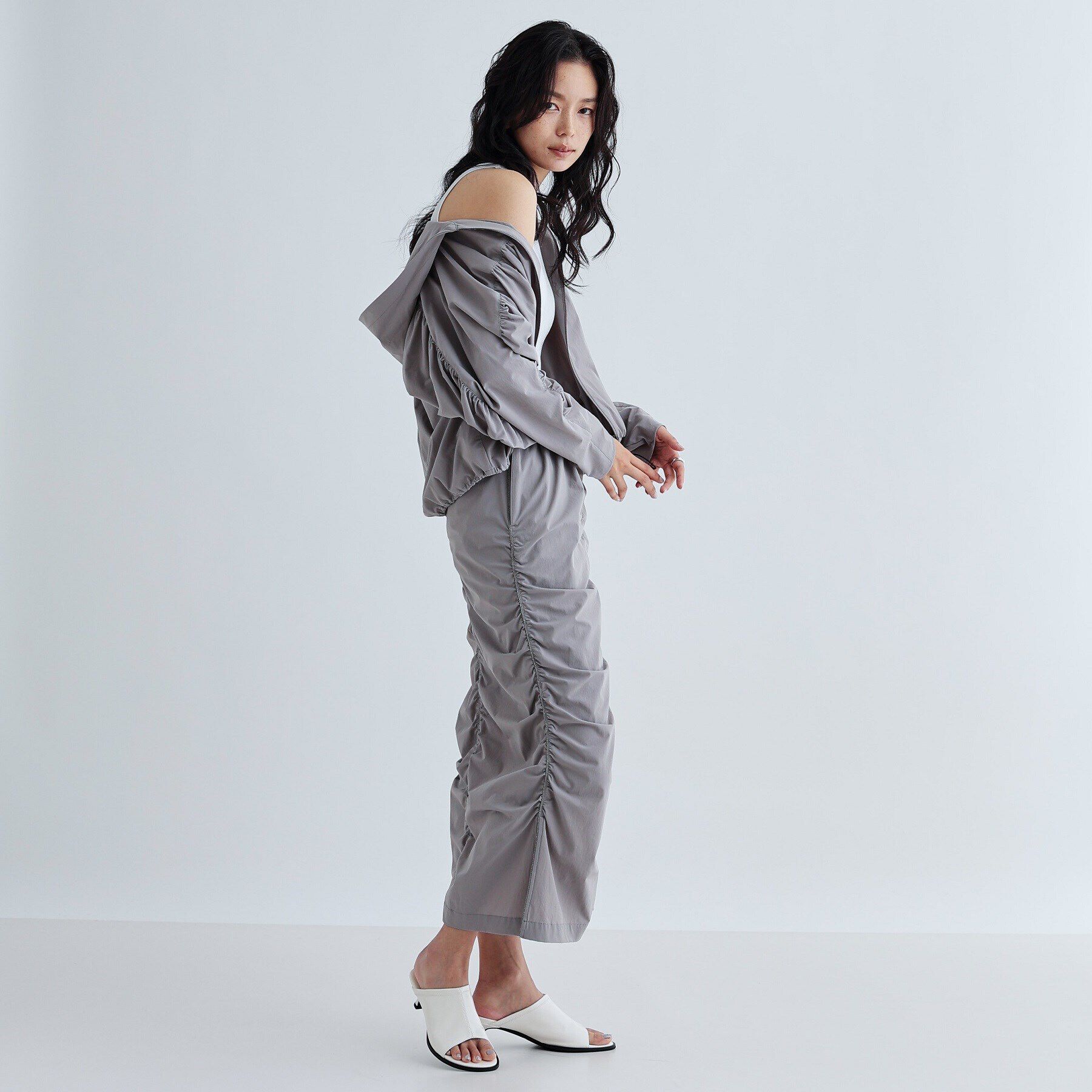 GALLEST「【セットアップ可能】シャーリングナイロンスカート」|スカート|