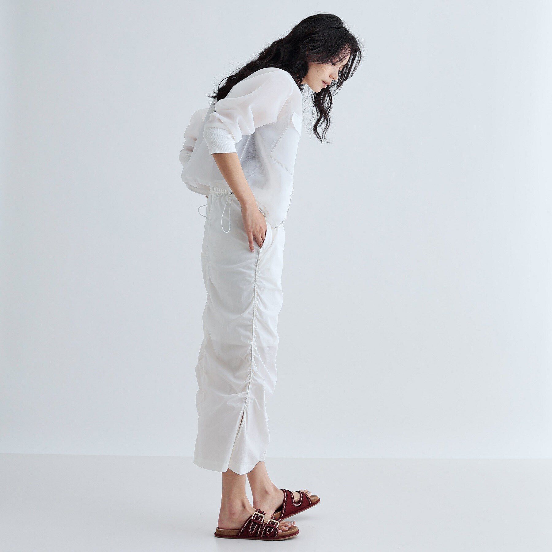 GALLEST「【セットアップ可能】シャーリングナイロンスカート」|スカート|