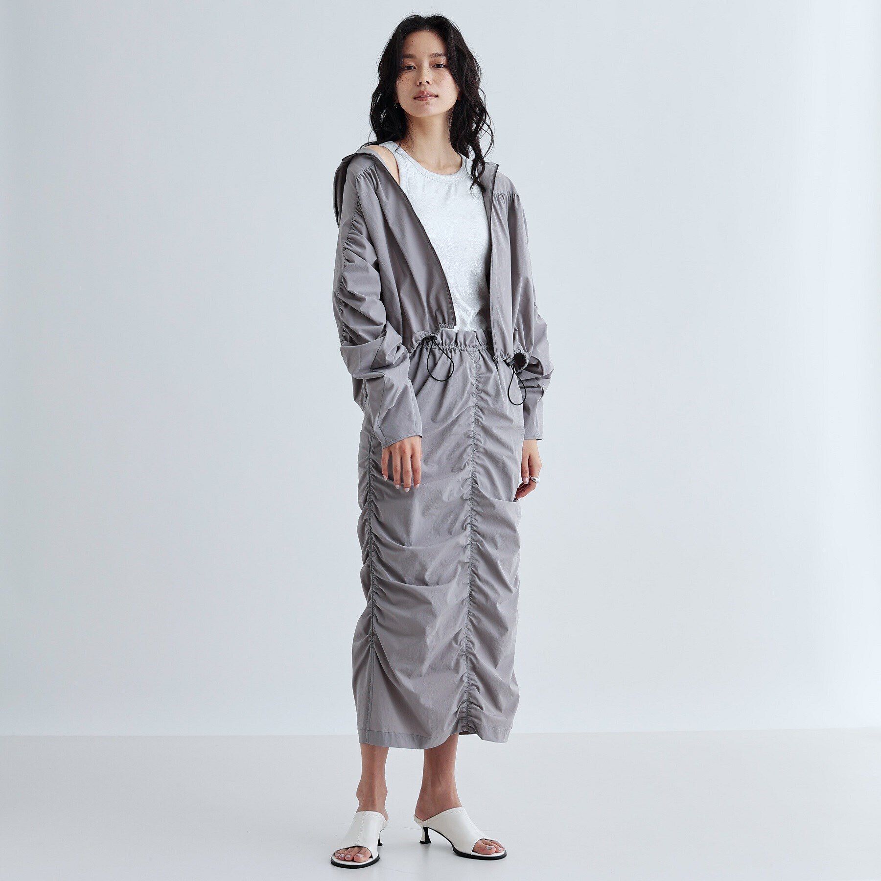 GALLEST「【セットアップ可能】シャーリングナイロンスカート」|スカート|