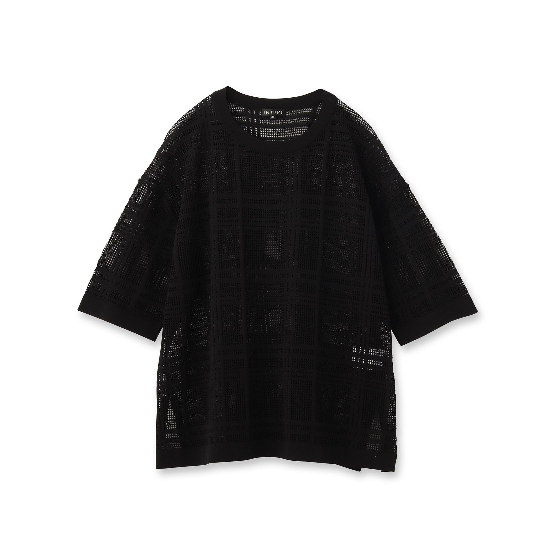 INDIVI「【洗える】メッシュチェック柄ニット」|ニット・セーター|