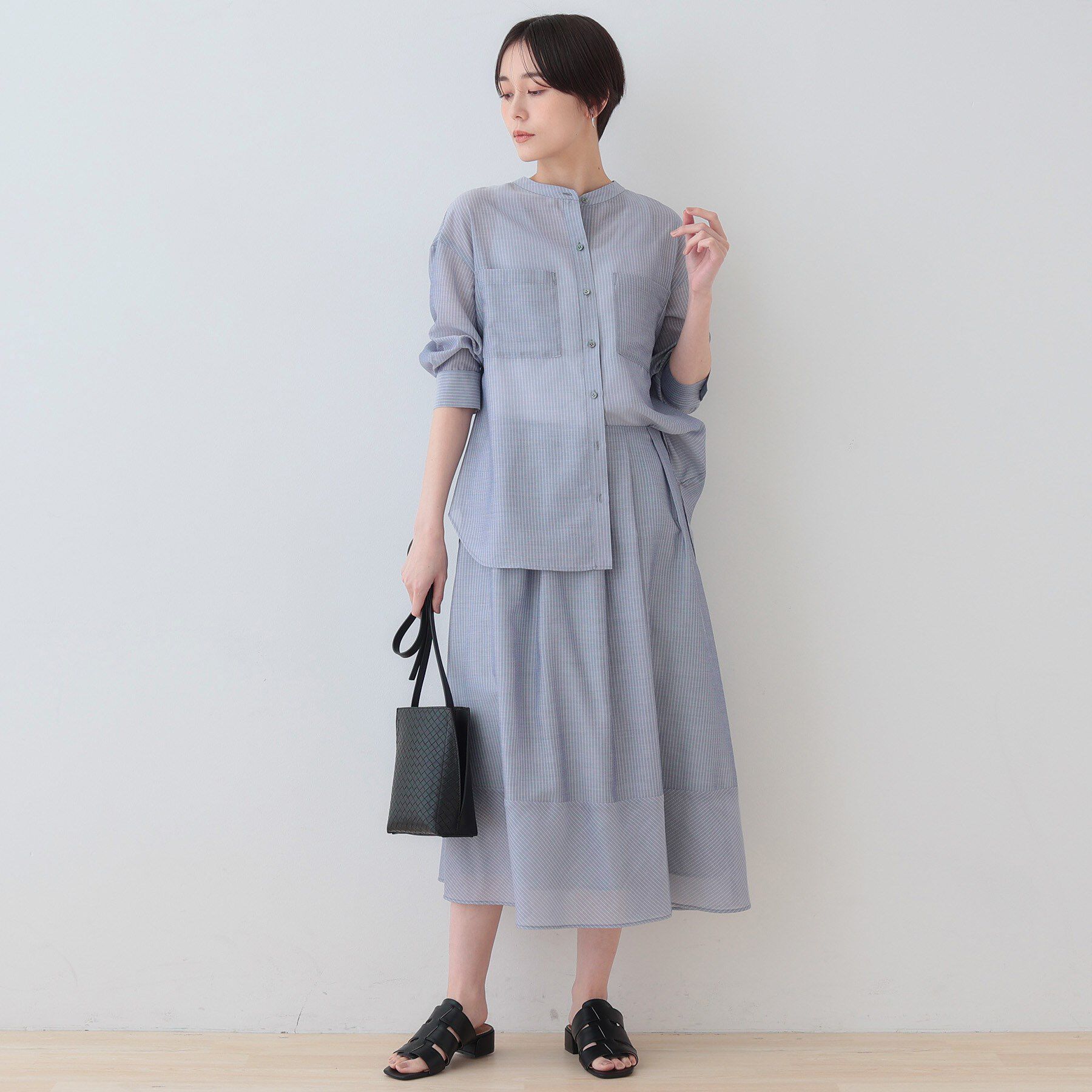 INDIVI「新色登場！【洗える／エアリー素材】巻き風ロングスカート」|スカート|