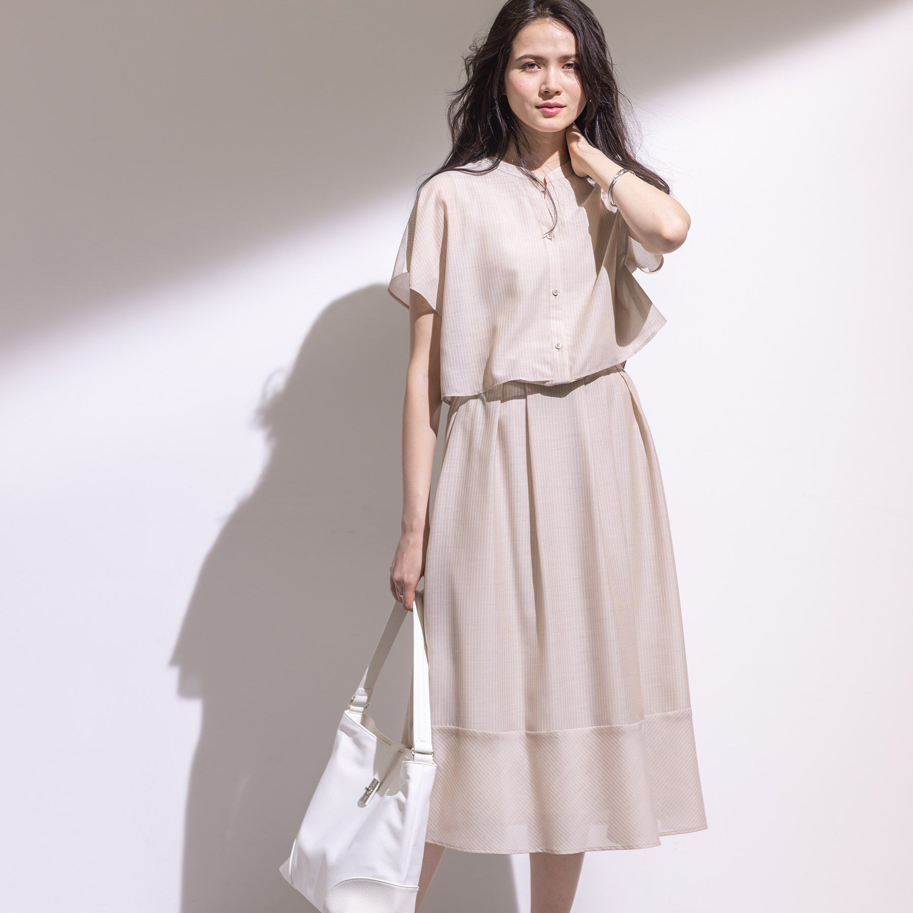 INDIVI「新色登場！【洗える／エアリー素材】巻き風ロングスカート」|スカート|