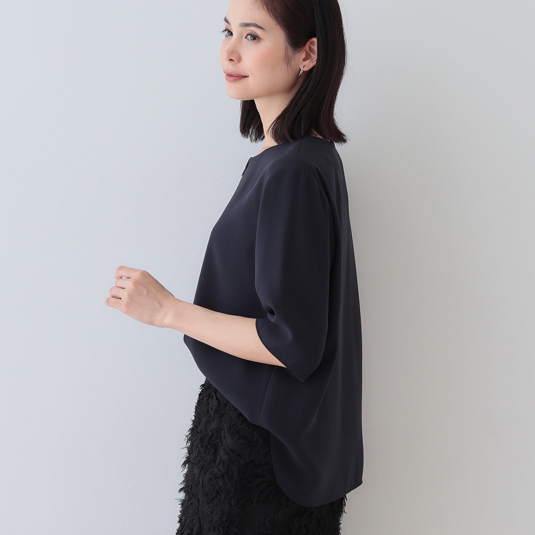 INDIVI「【洗える】ハーフジップデザインブラウス」|シャツ・ブラウス|