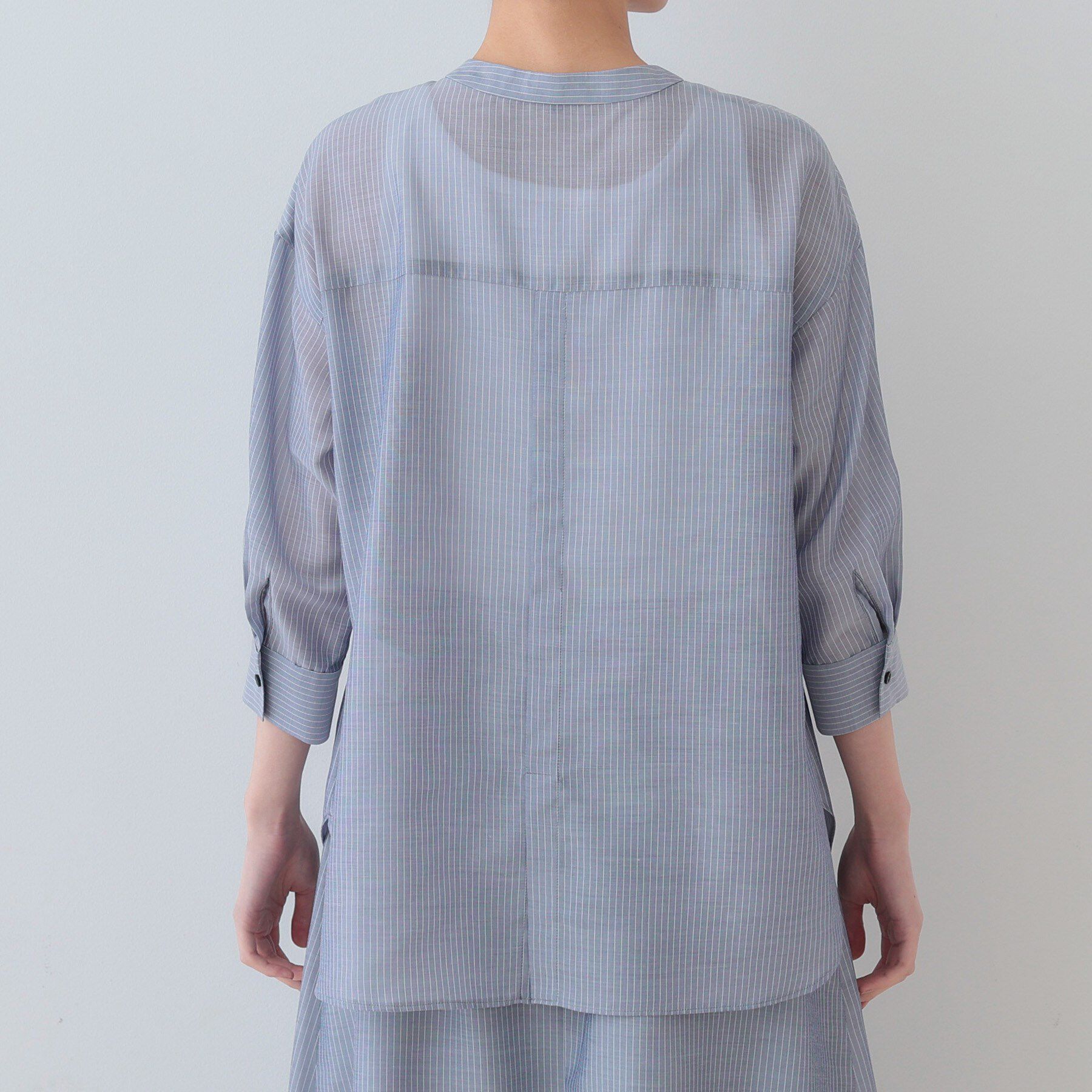 INDIVI「【洗える／エアリー素材】バンドカラーシャツ」|シャツ・ブラウス|