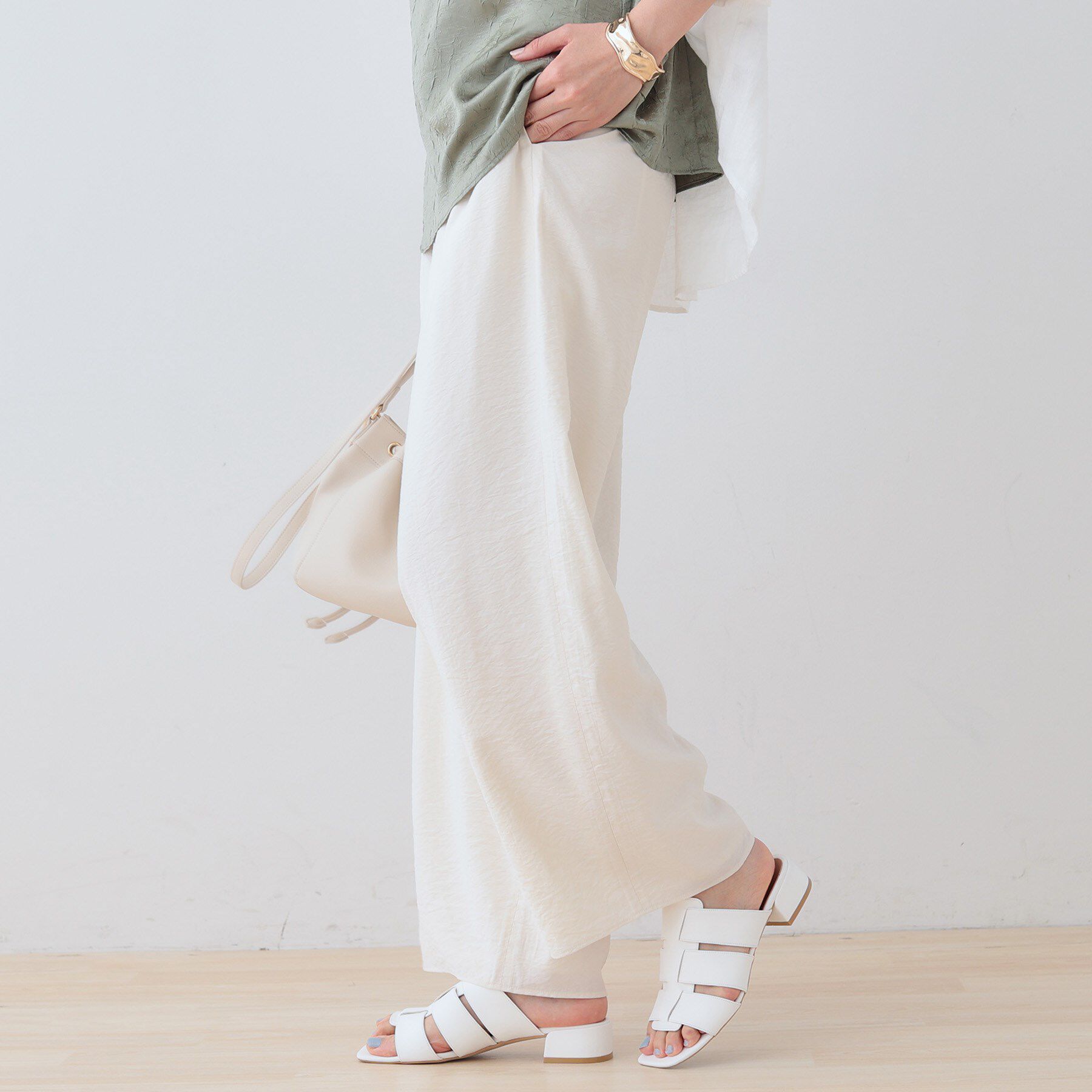 INDIVI「【洗える／UVケア／SETUP可能】ドロストワイドパンツ」|その他|