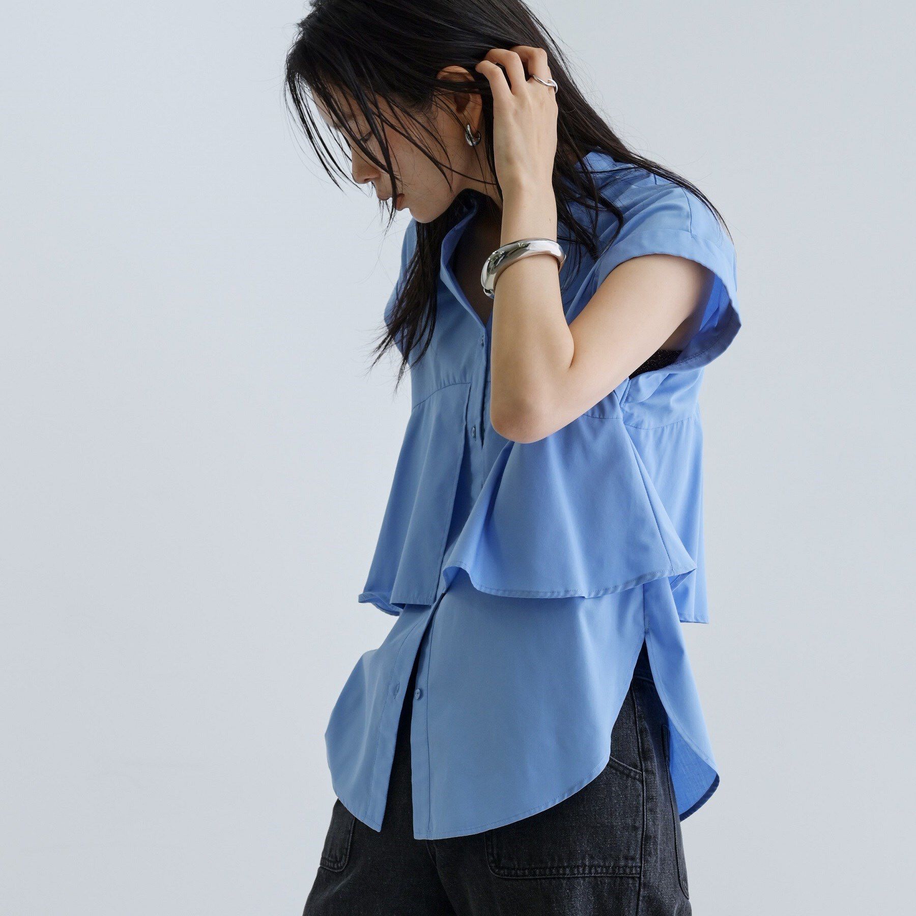 GALLEST「2WAYペプラムシャツ」|シャツ・ブラウス|ブルー(093)