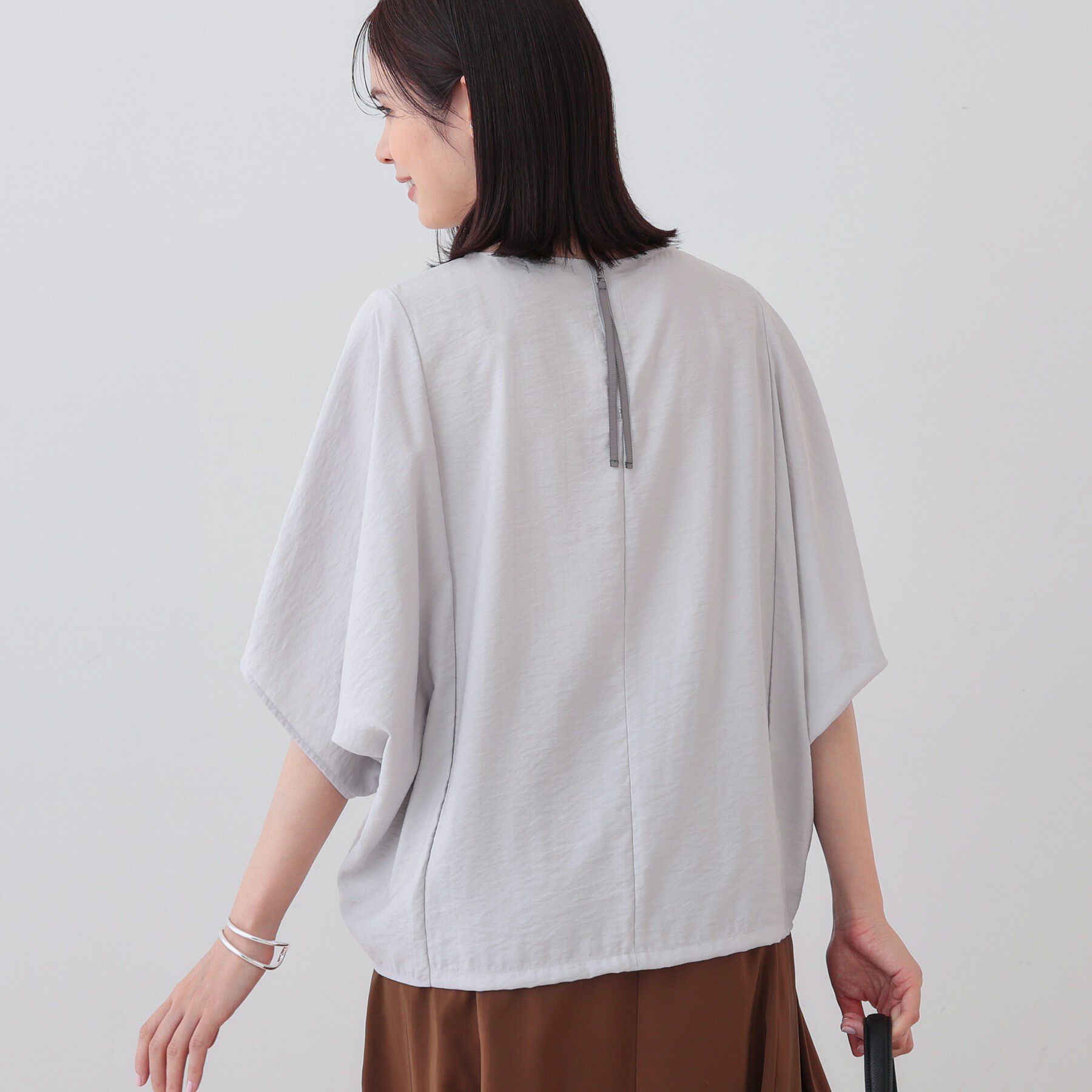 INDIVI「【洗える／5分袖／UVケア／SETUP可能】モモンガスリーブブラウス」|シャツ・ブラウス|