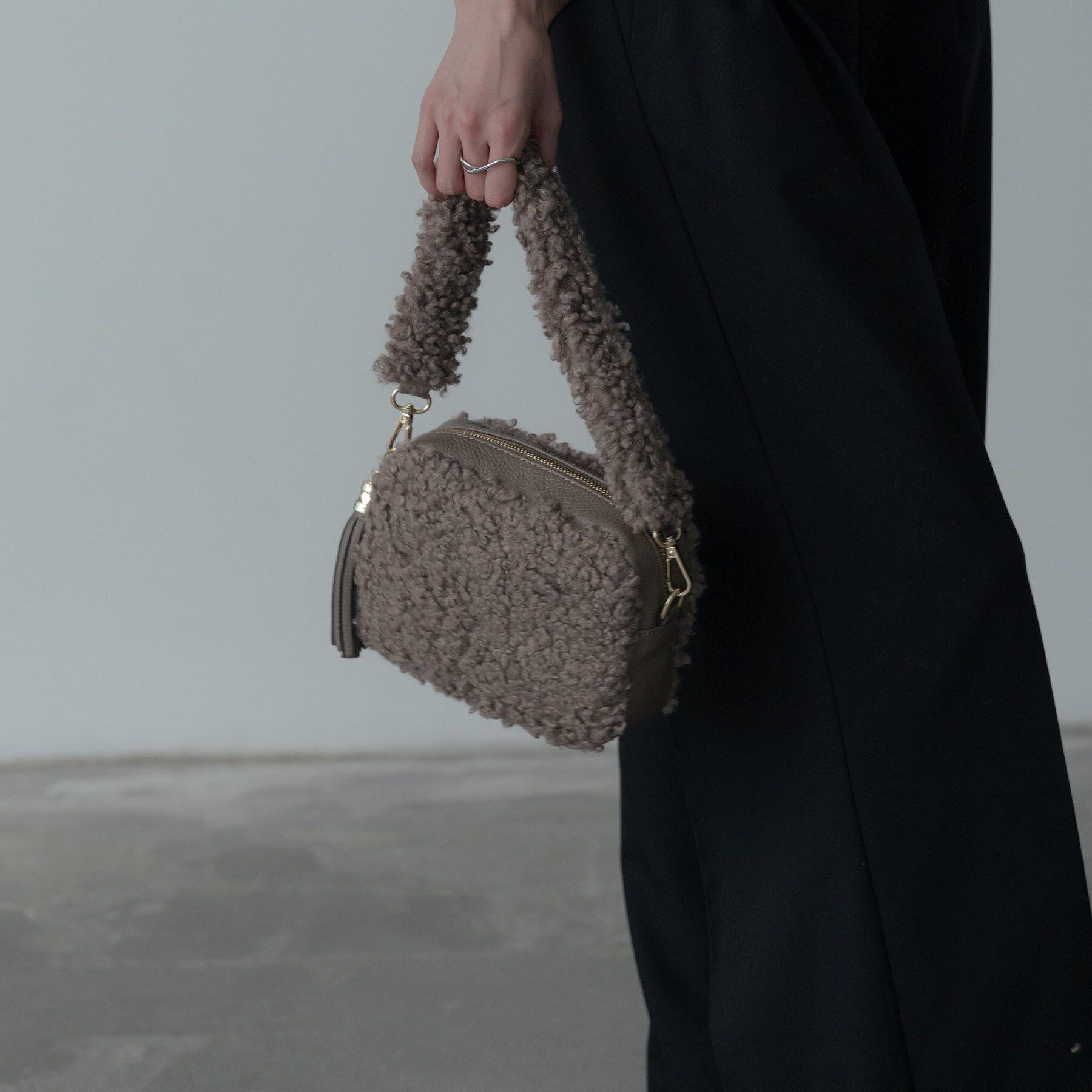 GALLEST「【MILLELA FIRENZE】プードルファーボックスバッグ」|ハンドバッグ|モカブラウン(042