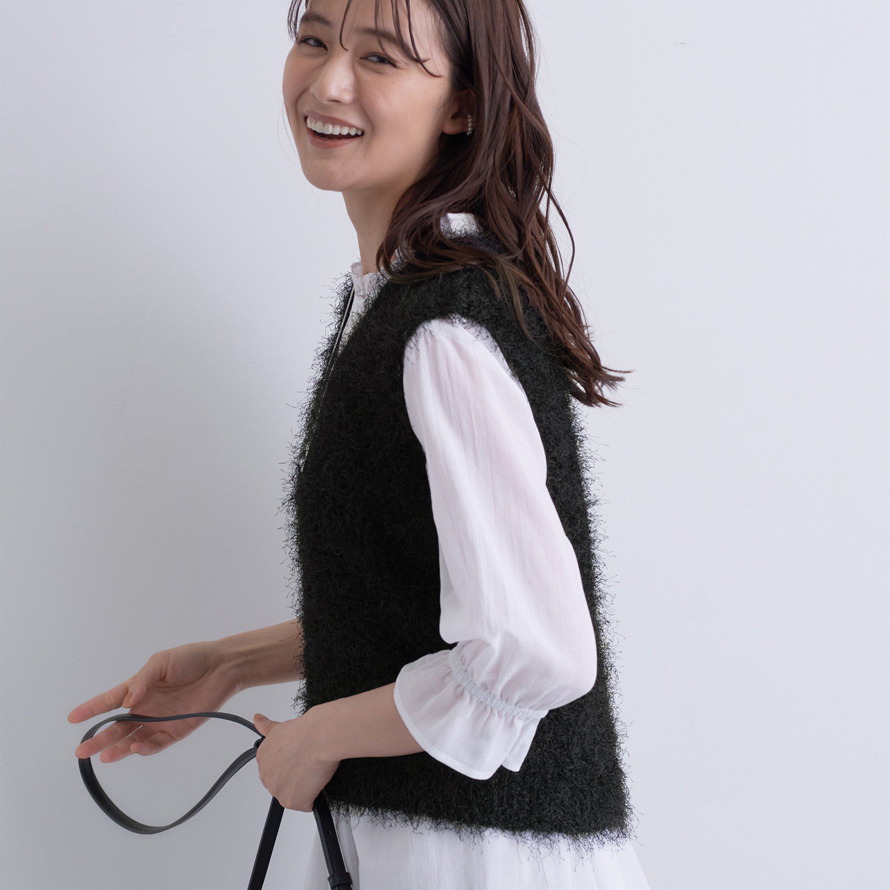 INDIVI「フェザーモールニットベスト」|ニット・セーター|