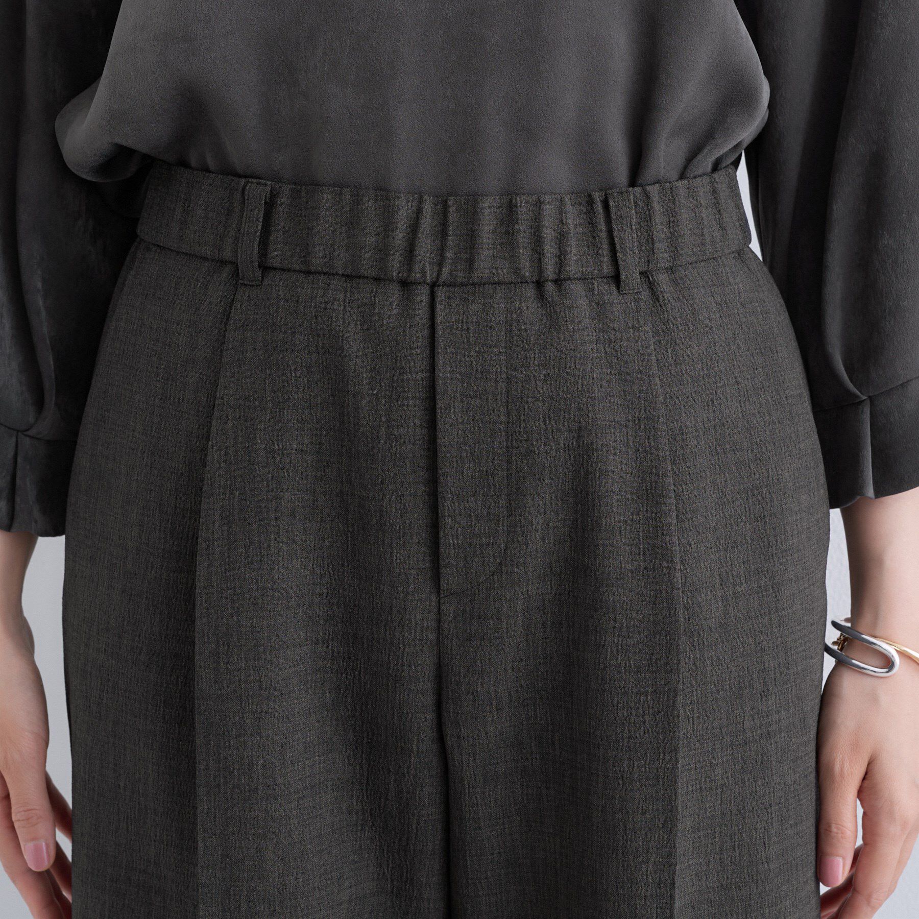 INDIVI「【洗える／セットアップ可能】凹凸ストレッチ素材ストレートパンツ」|その他|