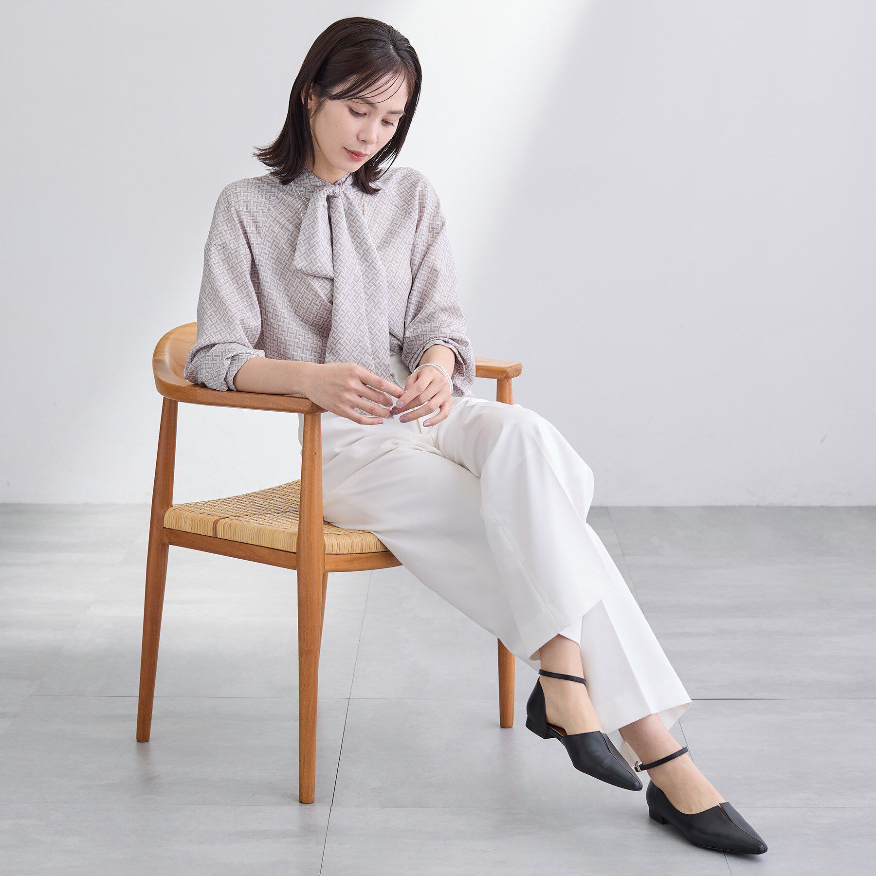 INDIVI「ジオメプリントボウタイブラウス」|シャツ・ブラウス|