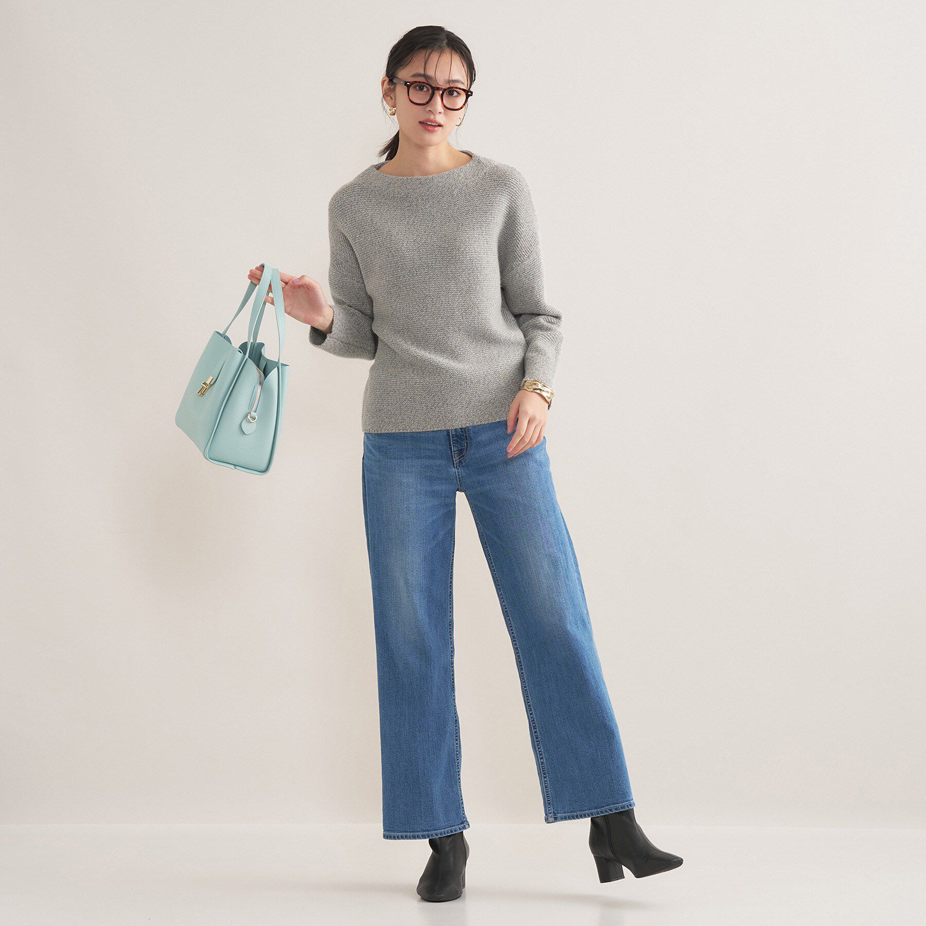 INDIVI「【洗える／大人ラメ】カラーMIXボトルネックニット」|ニット・セーター|