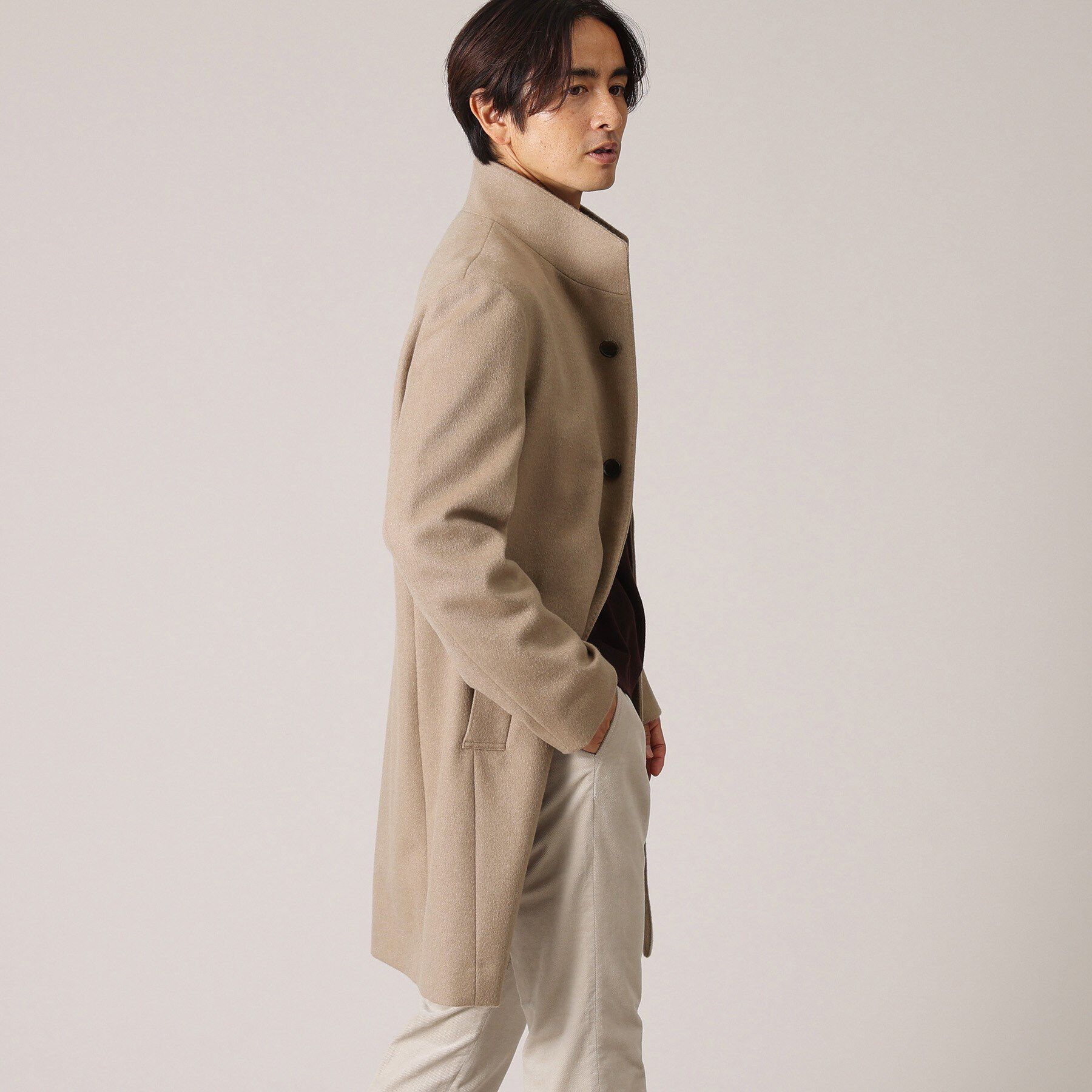 TAKEO KIKUCHI「【ウールカシミヤブレンド】ビーバー調 スタンドカラー コート」|その他|