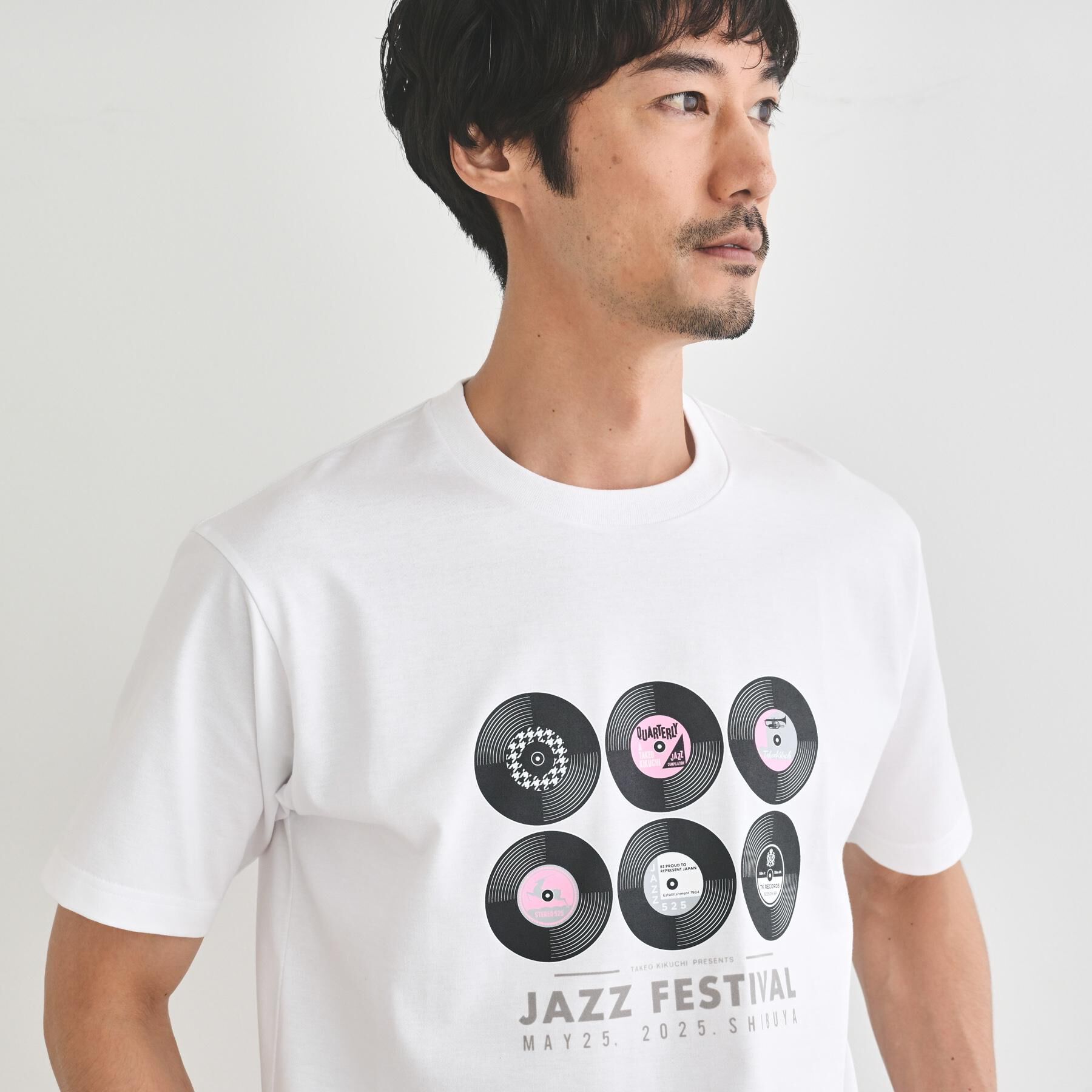 TAKEO KIKUCHI「レコードプリント 天竺 Tシャツ」|Tシャツ・カットソー|