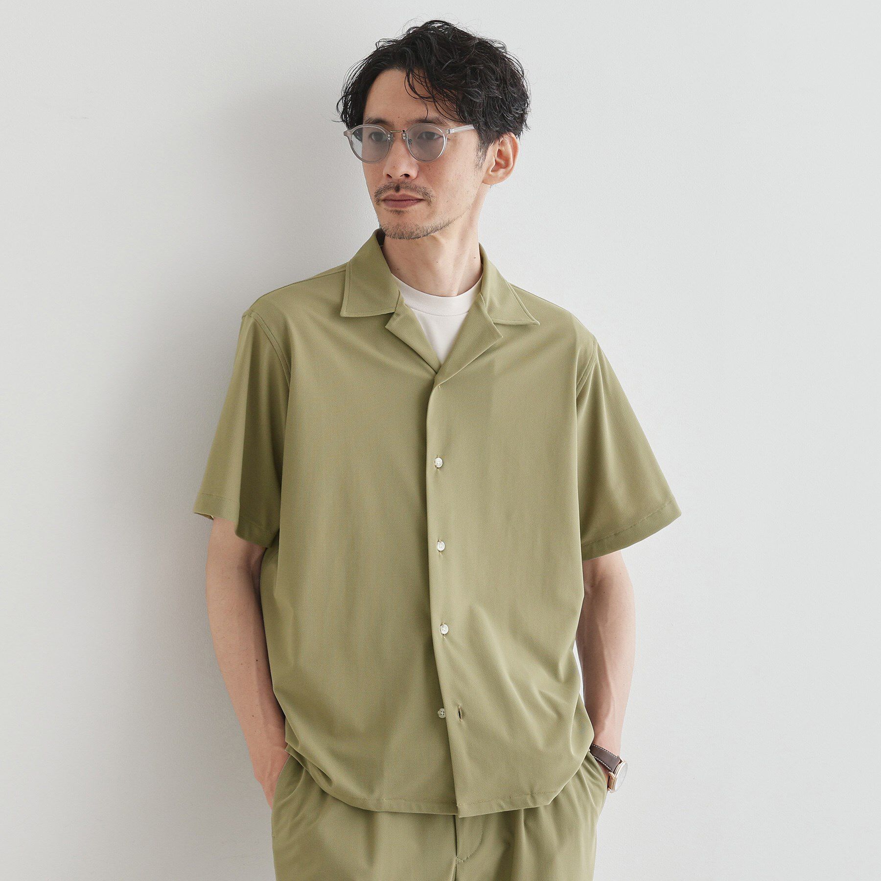 TAKEO KIKUCHI「【COOL CITY WEAR】エアートール オープンカラーシャツ /接触冷感・通気性」|シャツ・ブラウス|