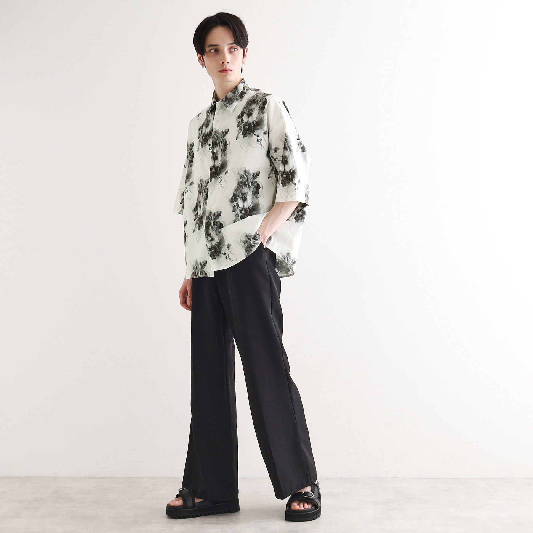 tk.TAKEO KIKUCHI「【WEB限定】無地/花柄アソートドレープ半袖シャツ」|シャツ・ブラウス|