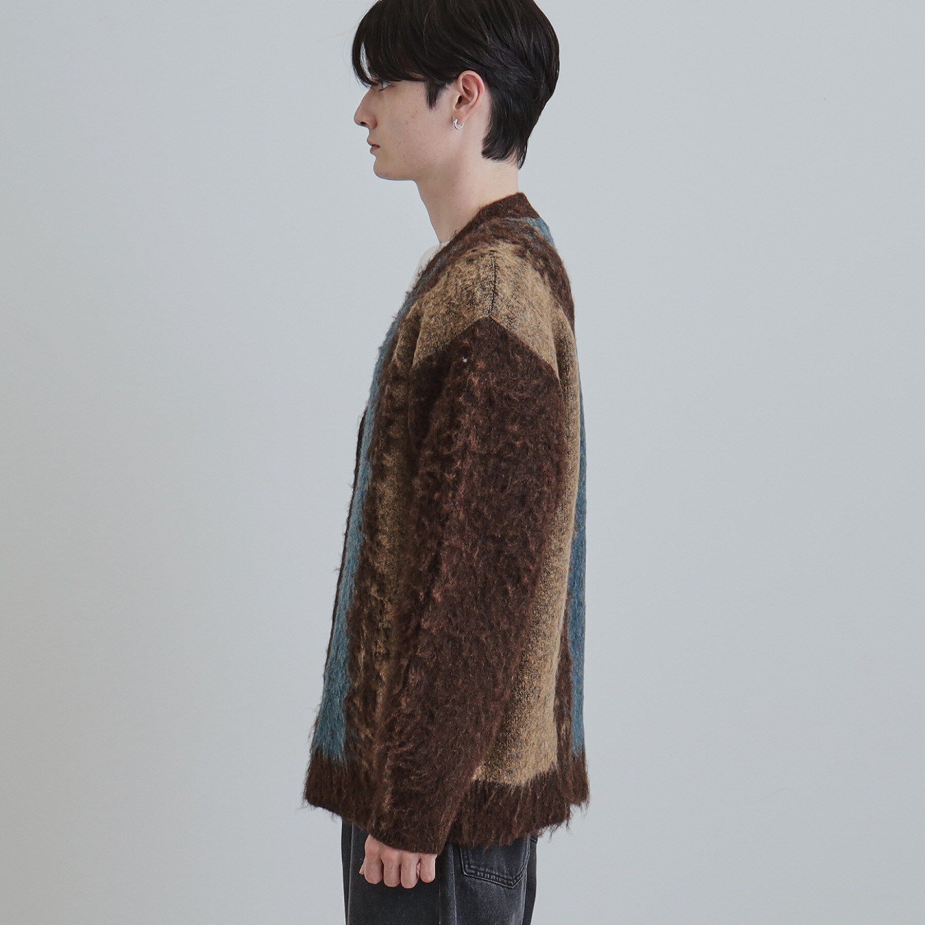 tk.TAKEO KIKUCHI「ボールドストライプシャギーニットVカーディガン」|カーディガン|