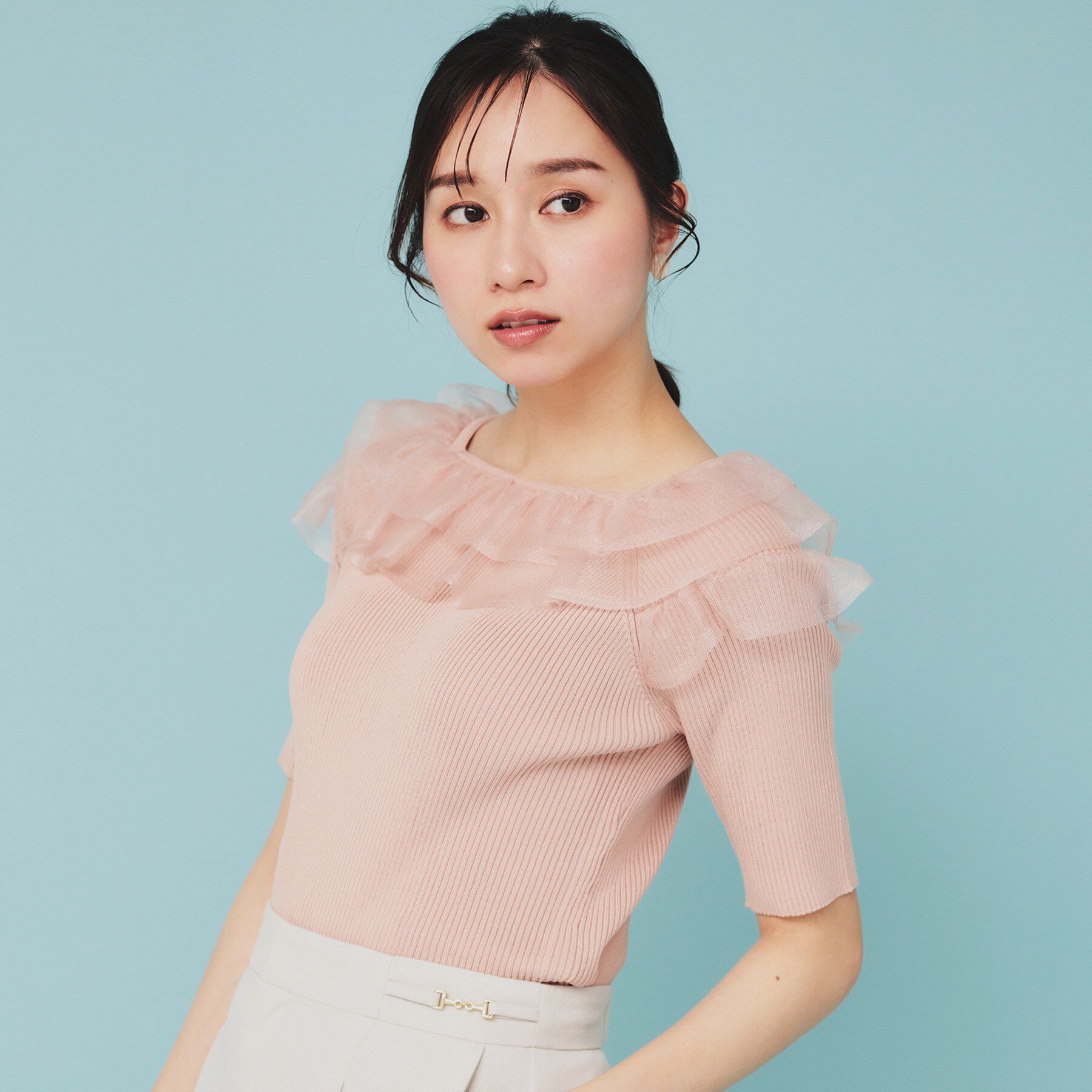 index「シアーラメフリルニット【洗濯機洗い可】」|ニット・セーター|ライトピンク(070