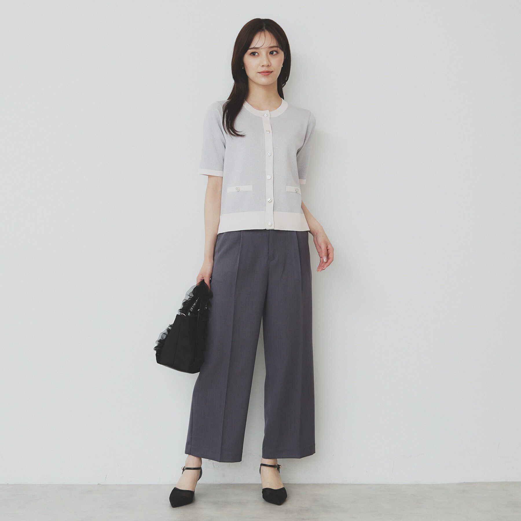 index「ラメバイカラー半袖カーディガン【洗濯機洗い可】」|カーディガン|