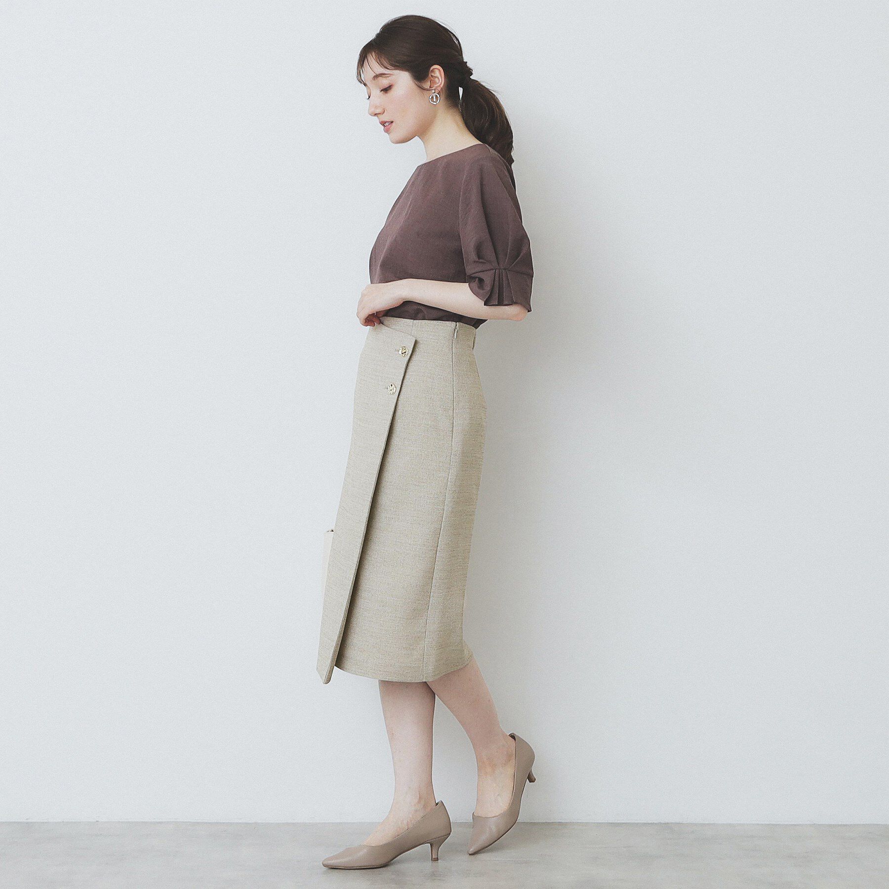 index「《丈が選べる》麻調ラップタイトスカート【洗濯機洗い可/イージーアイロン】」|スカート|