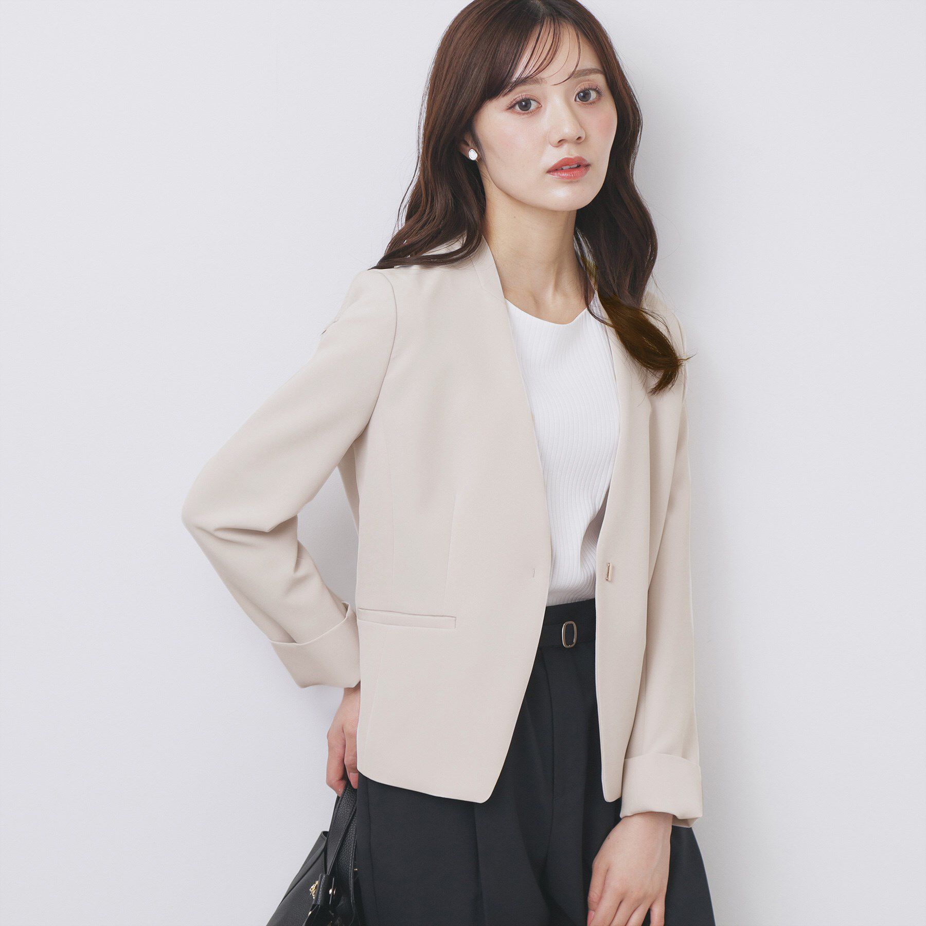 index「ストレッチノーカラージャケット/セットアップ対応【洗濯機洗い可/イージーアイロン/防シワ】」|ノーカラージャケット|