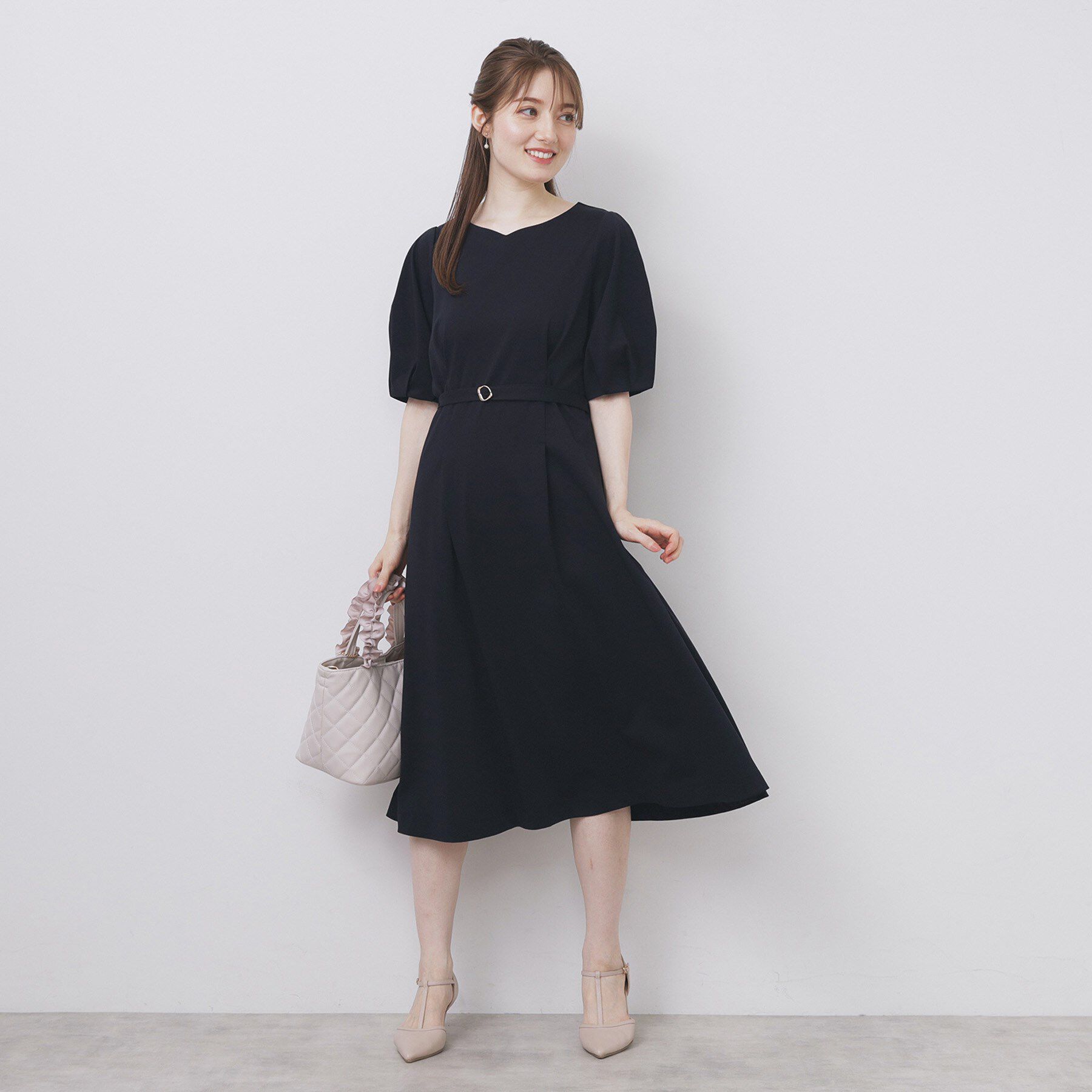 index「ハートネックパフワンピース【洗濯機洗い可/UVケア/接触冷感】」|ワンピース|