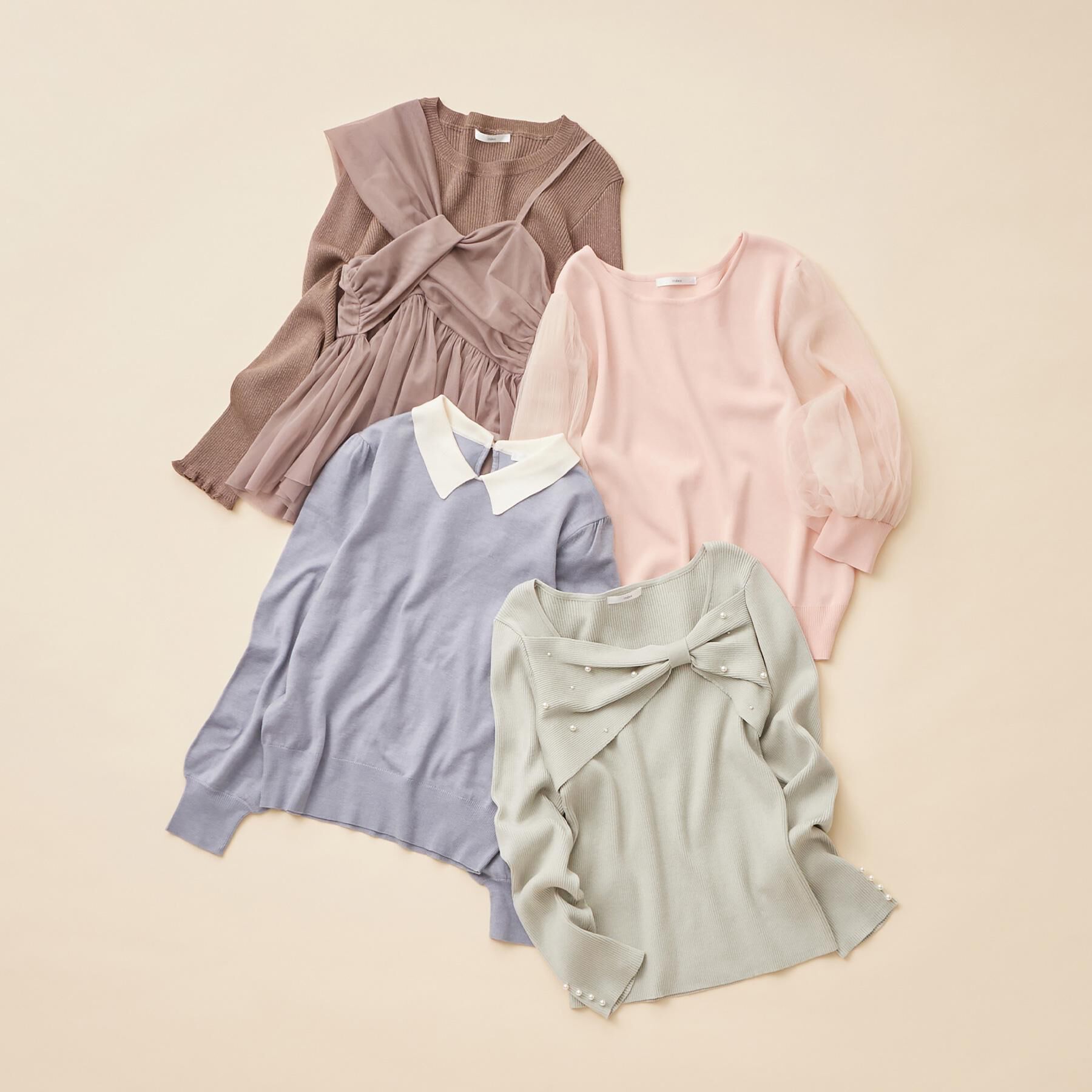 index「リボンパール調リブニット【洗濯機OK】」|ニット・セーター|