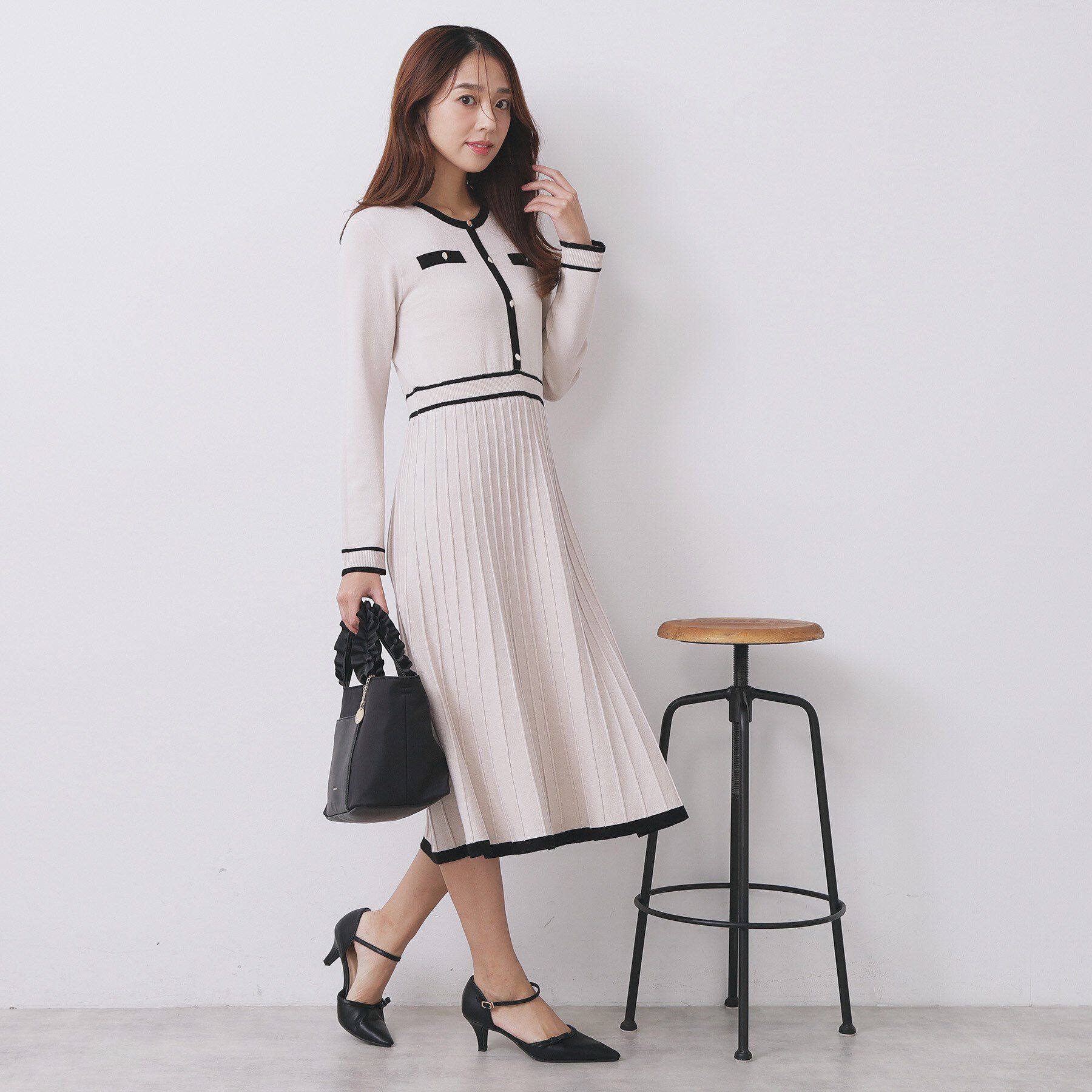 index「バイカラードッキング風ニットワンピース【洗濯機OK/抗ピル】」|ワンピース|