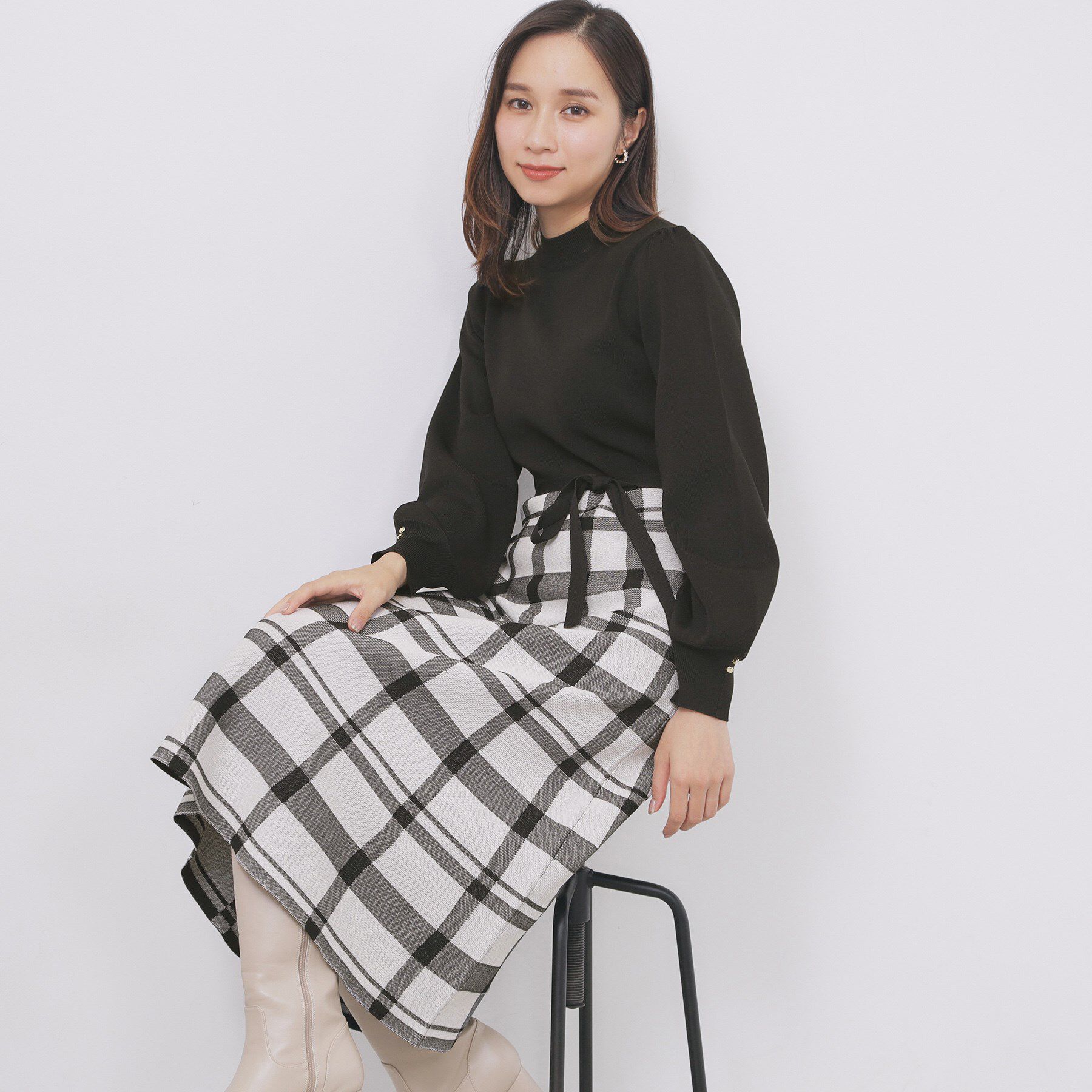 index「ハイネックニットワンピース【洗濯機OK/抗ピル】」|ワンピース|ブラック(219)