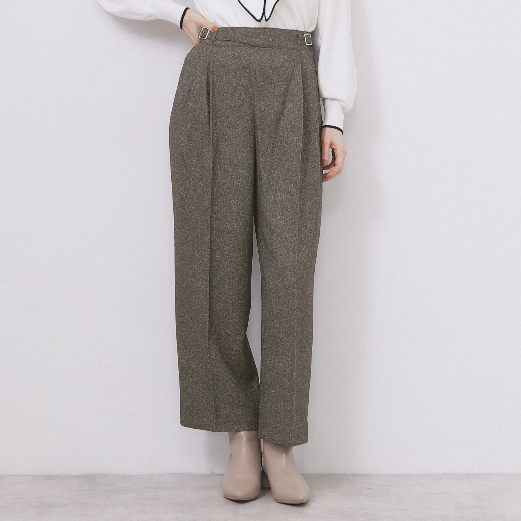 index「カルゼツイードストレッチワイドパンツ【洗濯機OK/防シワ/イージーアイロン/抗ピル】」|その他|