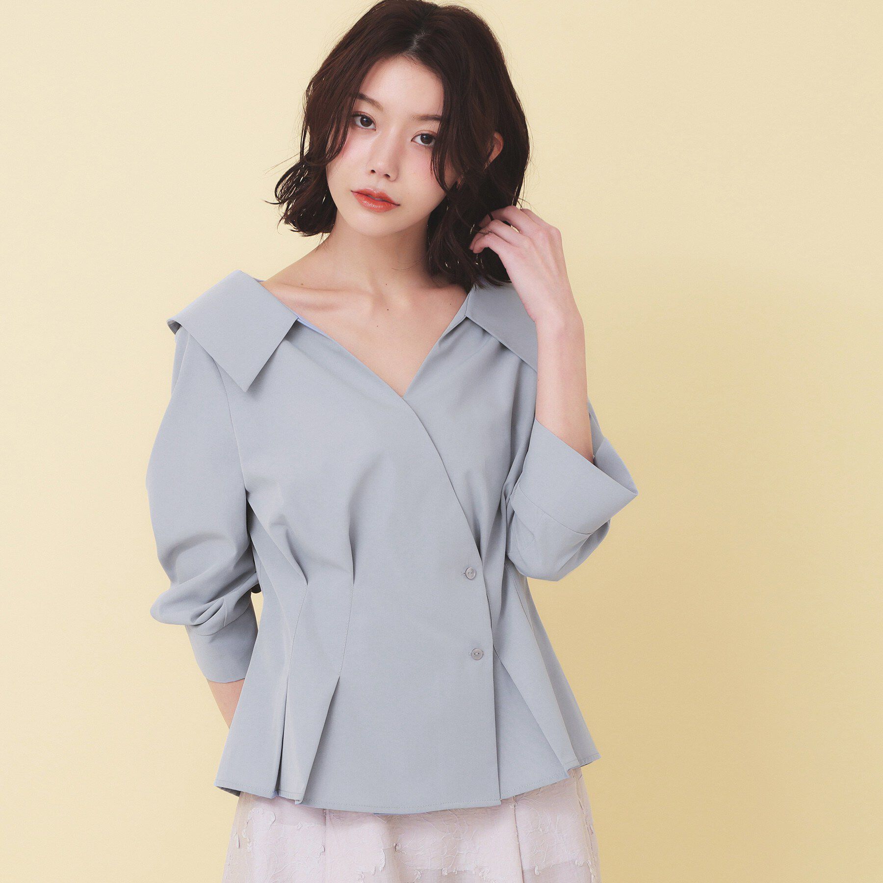 index「カシュクールタックシャツ【洗濯機OK/ストレッチ】」|シャツ・ブラウス|