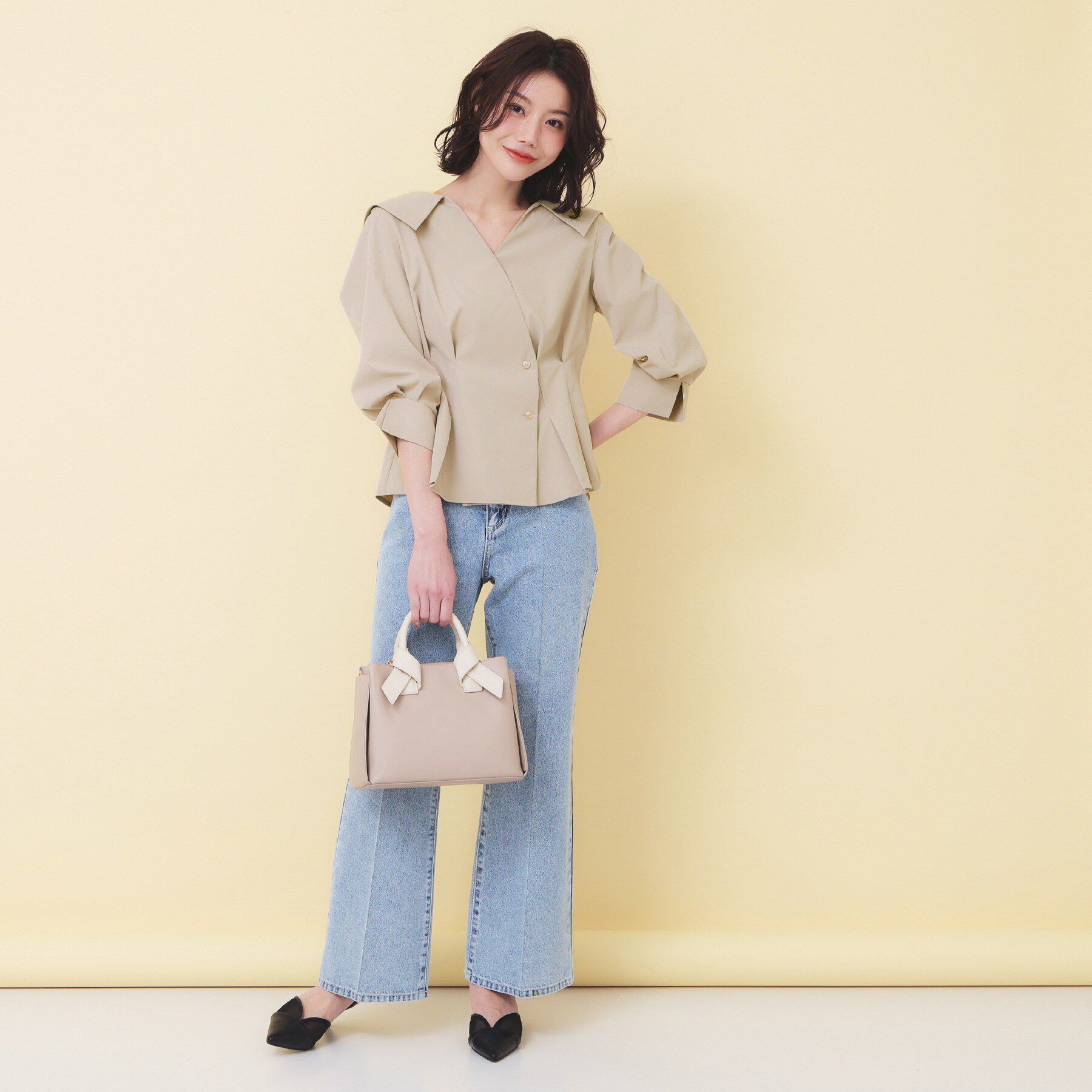 index「カシュクールタックシャツ【洗濯機OK/ストレッチ】」|シャツ・ブラウス|