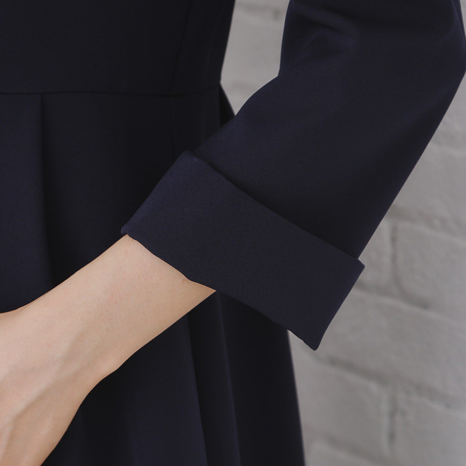 OPAQUE.CLIP「《通勤/セットアップ対応》タックフレアワンピース/ダブルクロス【洗濯機洗い可】」|ワンピース|