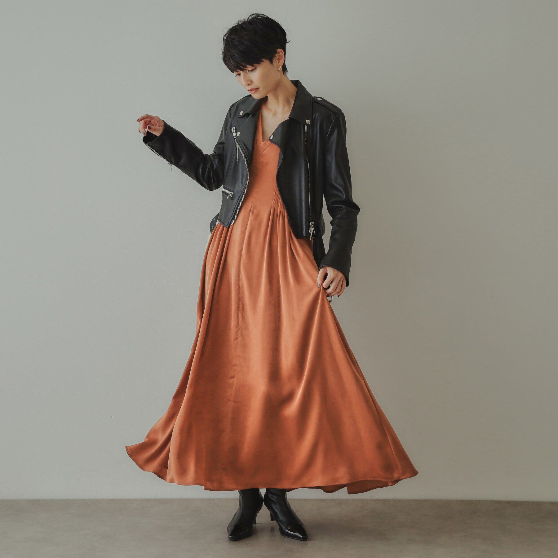 OPAQUE.CLIP「【大草直子さんコラボ】ウエストタックワンピース」|ワンピース|