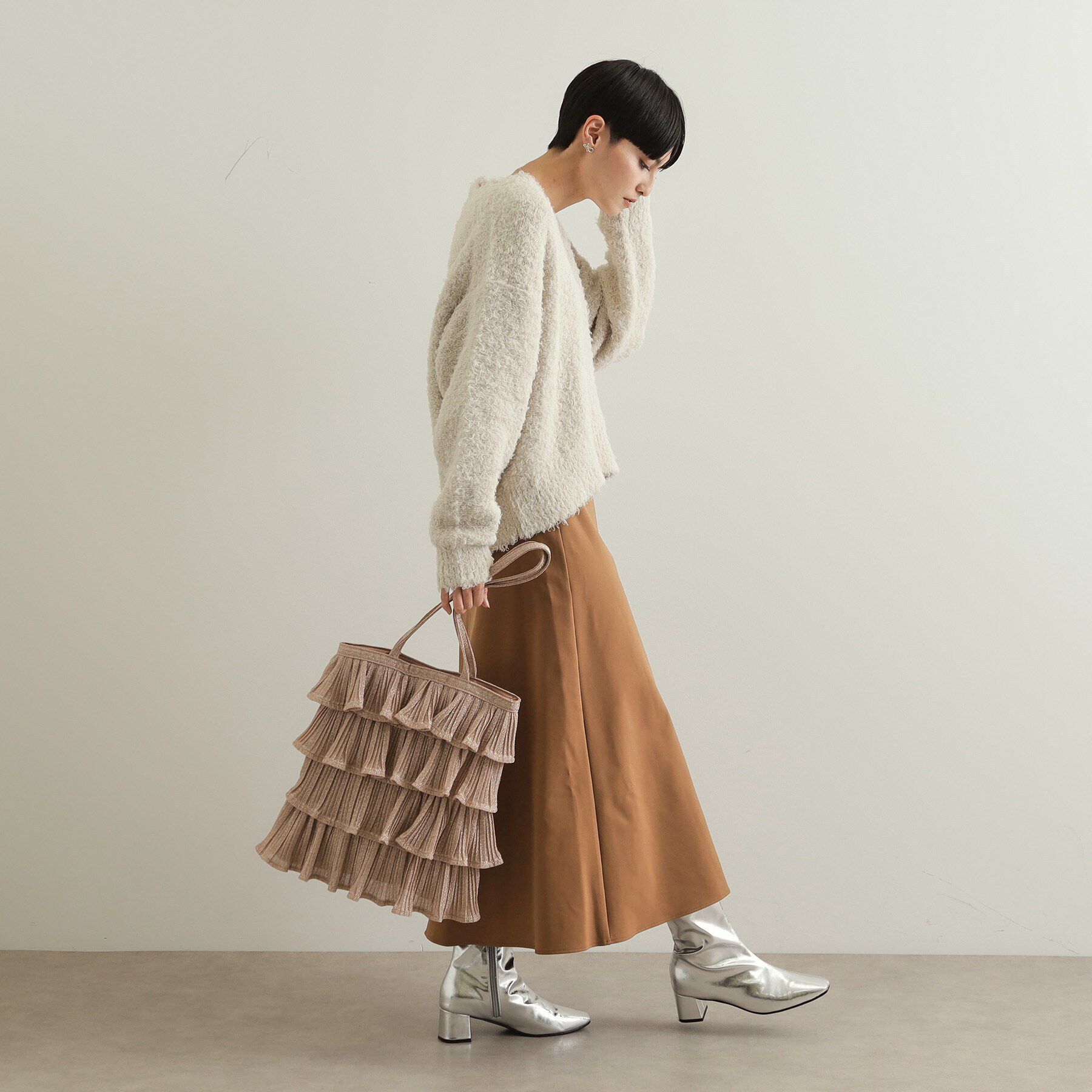 OPAQUE.CLIP「ティアードフリルラメトートバッグ」|トートバッグ|