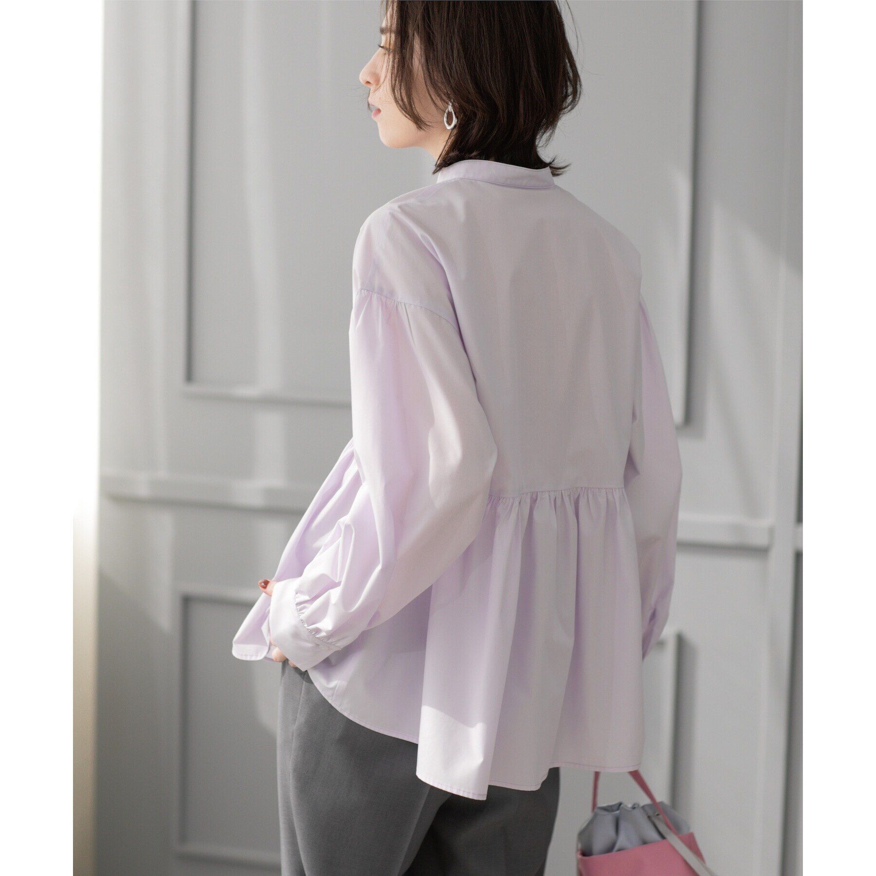 OPAQUE.CLIP「バンドカラーペプラムシャツ【洗濯機洗い可】」|シャツ・ブラウス|