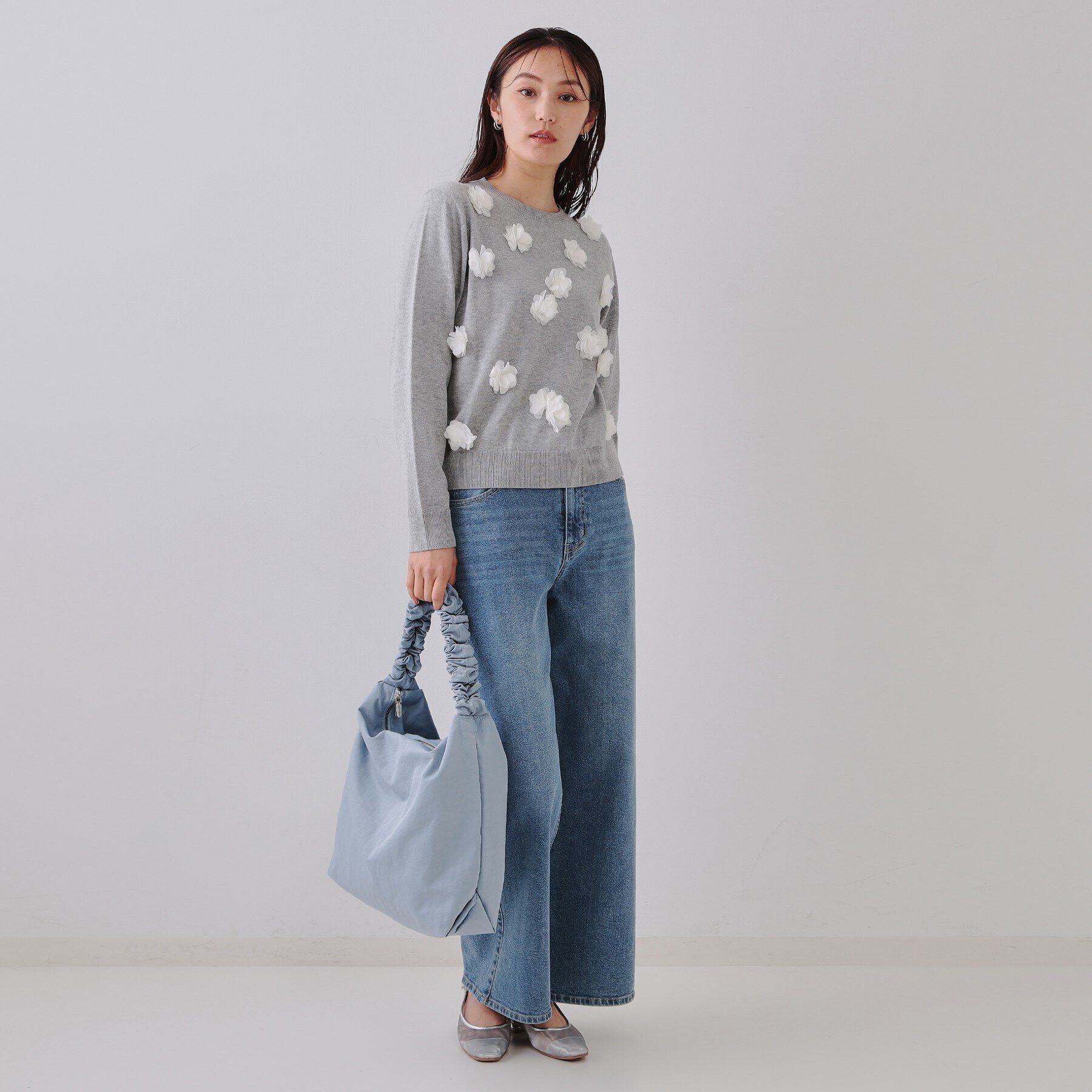 OPAQUE.CLIP「フラワーモチーフニット【洗濯機洗い可】」|ニット・セーター|