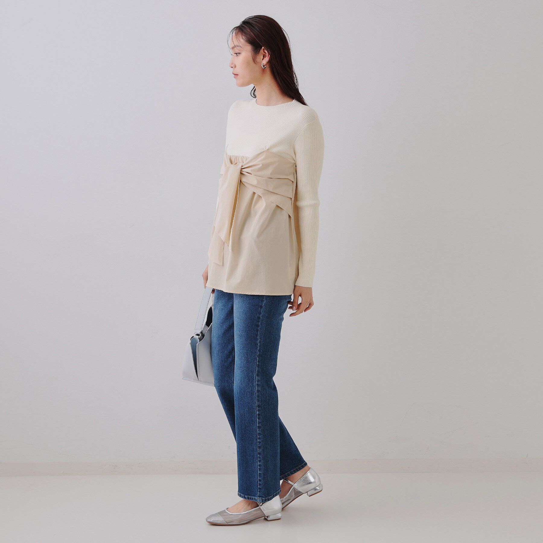 OPAQUE.CLIP「リボンビスチェドッキングニット【洗濯機洗い可】」|ニット・セーター|