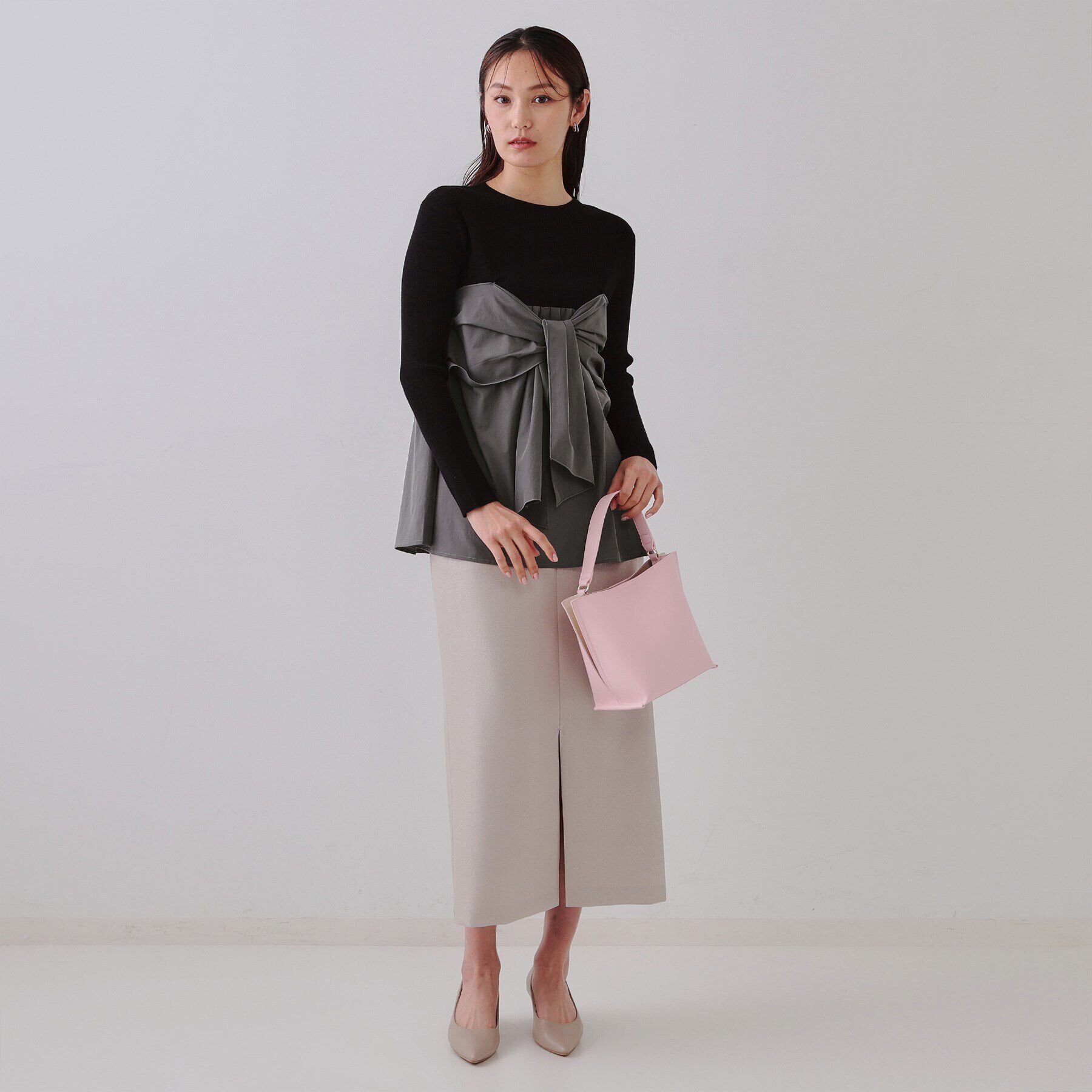 OPAQUE.CLIP「リボンビスチェドッキングニット【洗濯機洗い可】」|ニット・セーター|