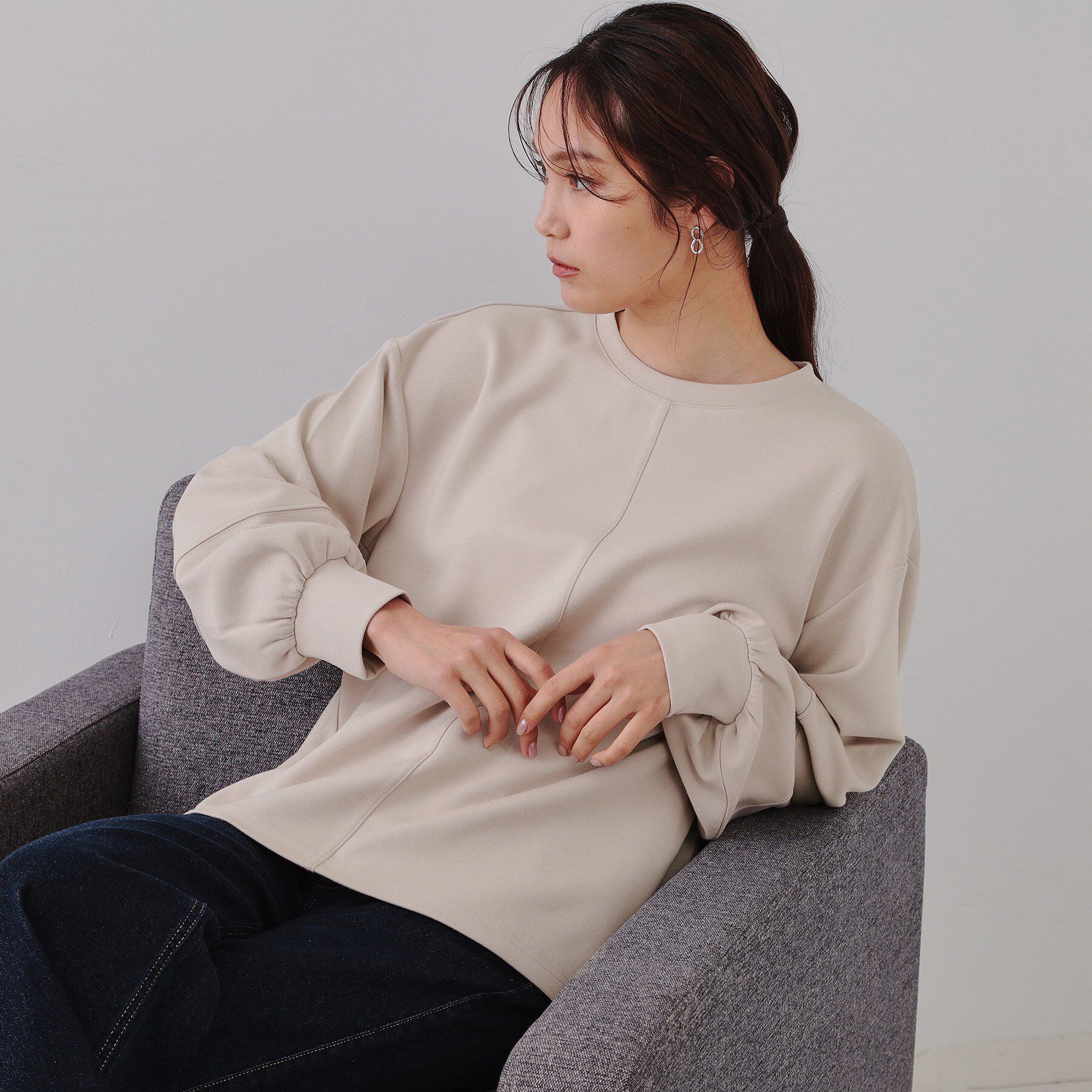 OPAQUE.CLIP「ボリュームスリーブトップス【洗濯機洗い可】」|Tシャツ・カットソー|ライトベージュ(05