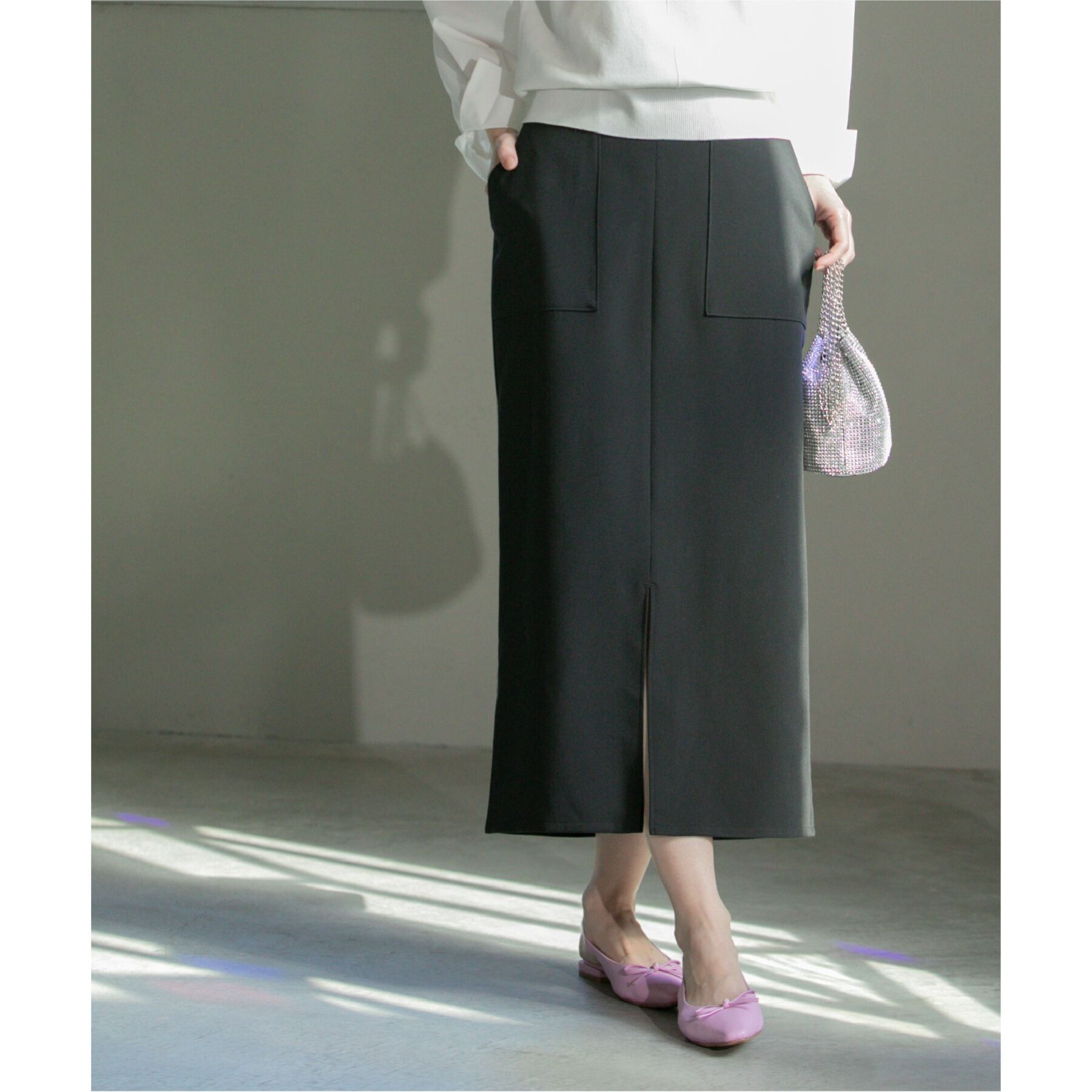 OPAQUE.CLIP「ストレッチダブルポケットタイトスカート【洗濯機洗い可/防シワ】」|スカート|