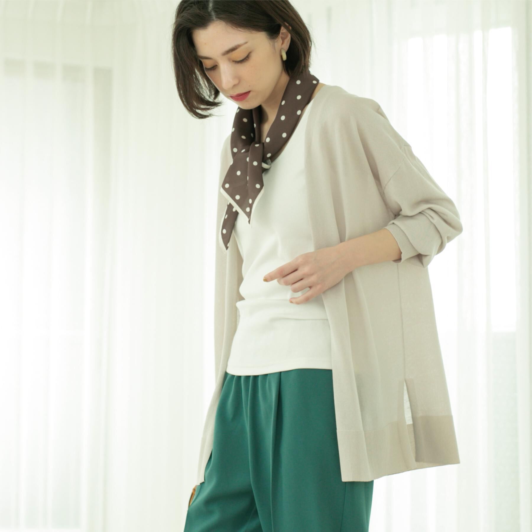 OPAQUE.CLIP「ミドル丈ニットカーディガン【抗ピル/洗濯機洗い可/接触冷感】」|カーディガン|