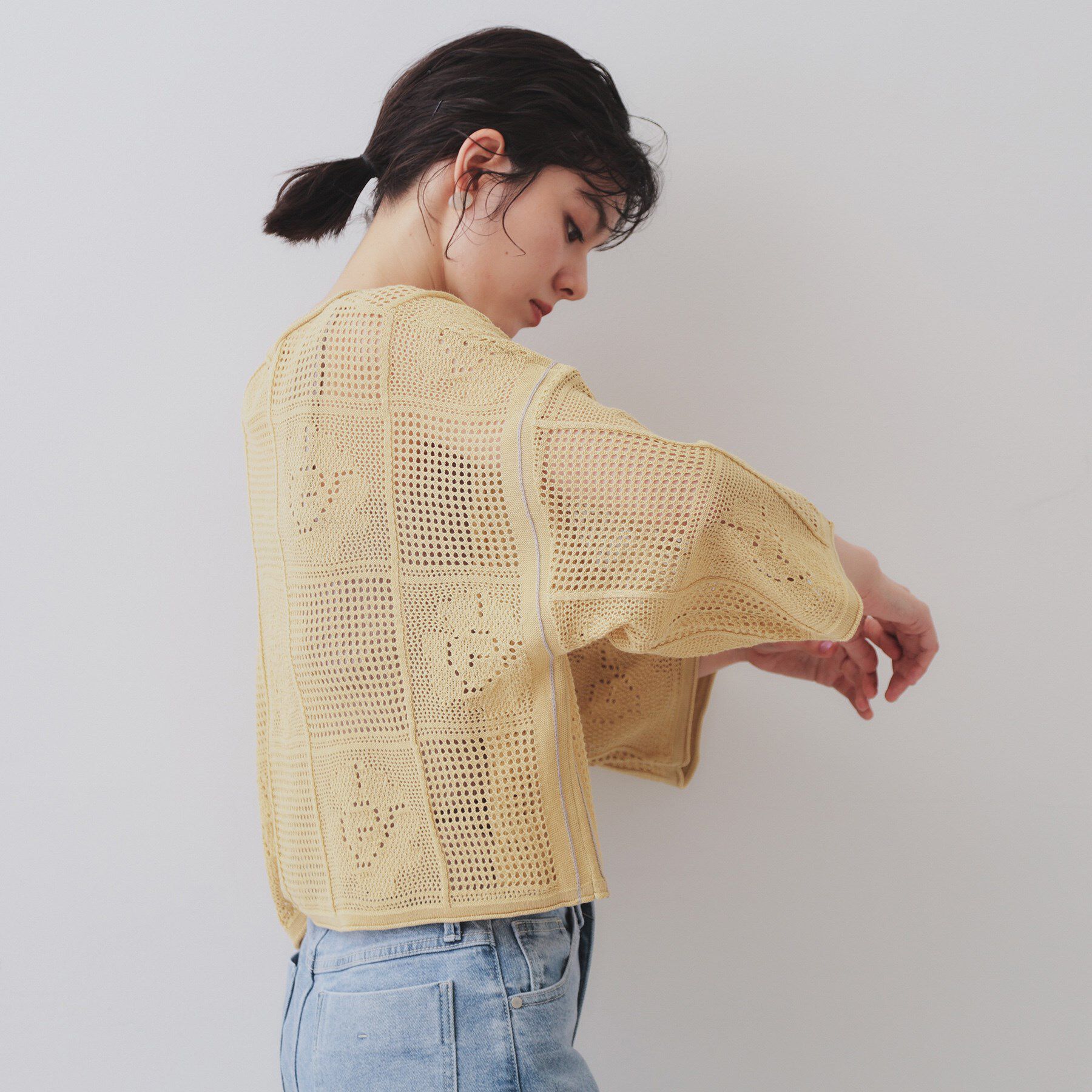 OPAQUE.CLIP「麻混モチーフ柄スカシニット【洗濯機洗い可】」|ニット・セーター|