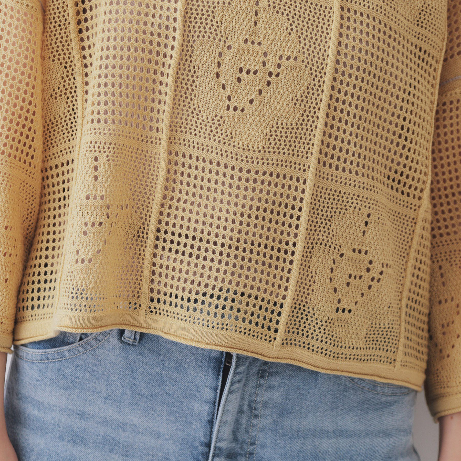 OPAQUE.CLIP「麻混モチーフ柄スカシニット【洗濯機洗い可】」|ニット・セーター|