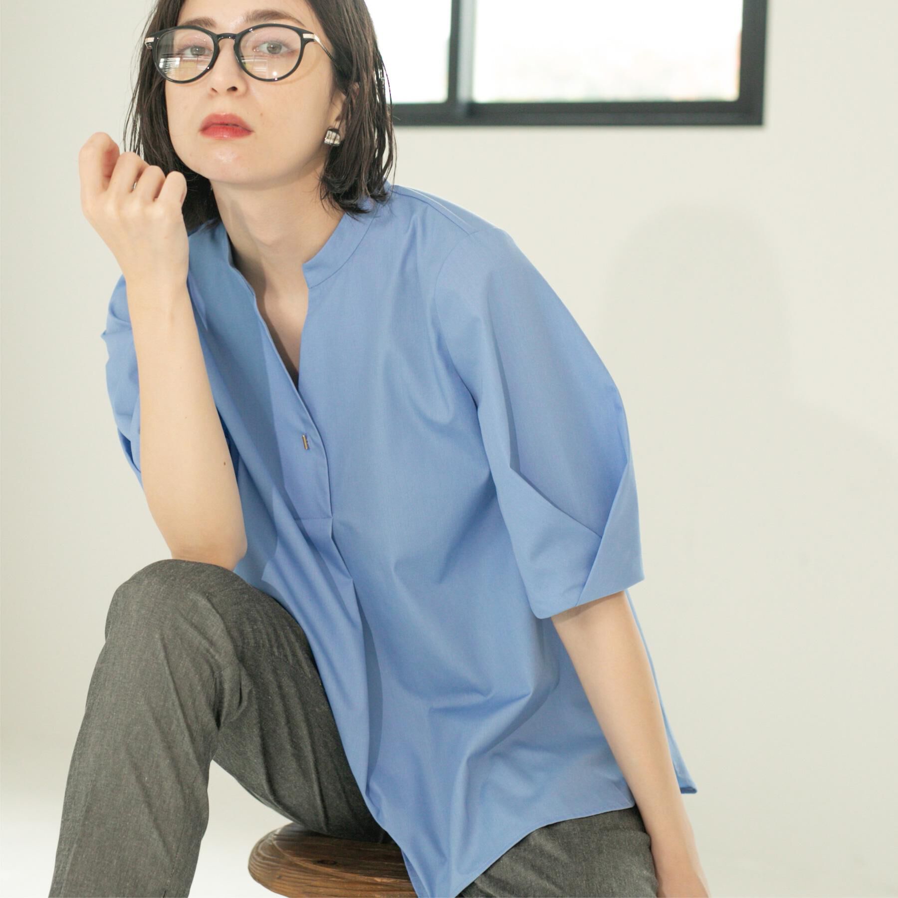 OPAQUE.CLIP「スキッパータックスリーブブラウス【洗濯機洗い可】」|シャツ・ブラウス|