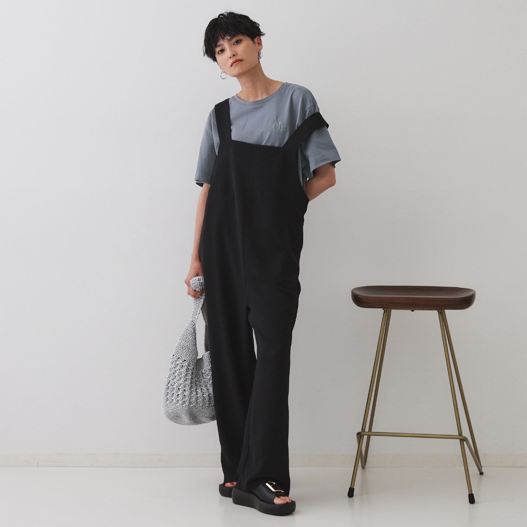 OPAQUE.CLIP「刺繍ロゴワイドシルエットTシャツ【洗濯機洗い可】」|Tシャツ・カットソー|